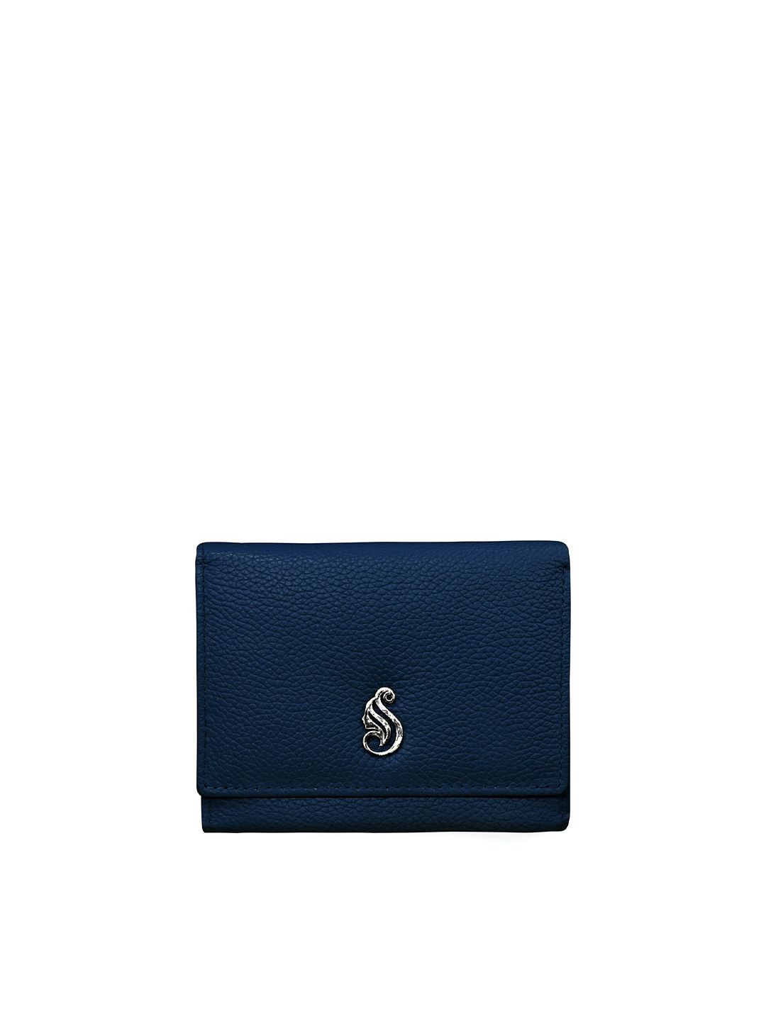 Soumi Unisex Blue Leather Three Fold Wallet Price in India