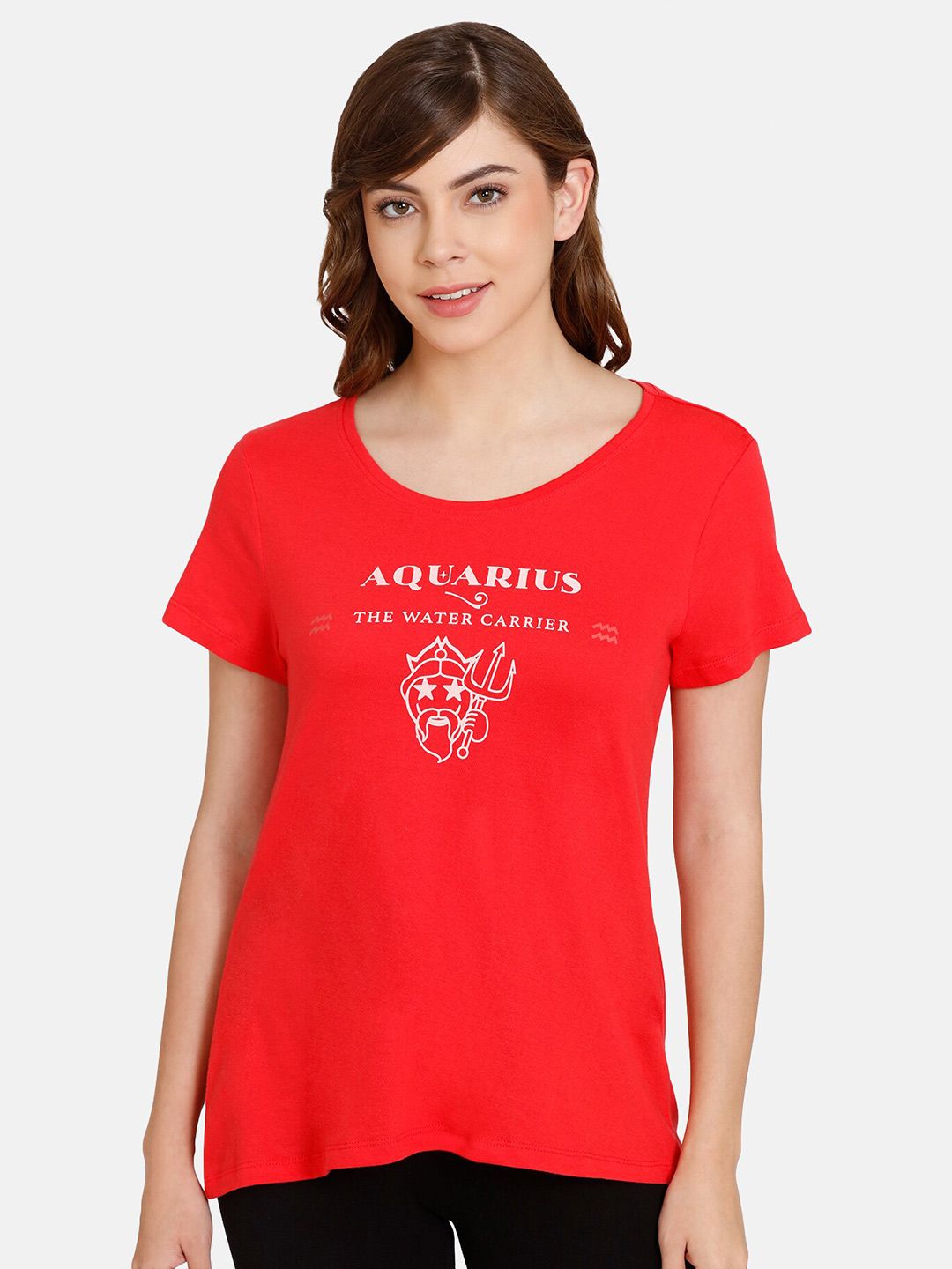 Rosaline by Zivame Red Printed Lounge T-shirt Price in India
