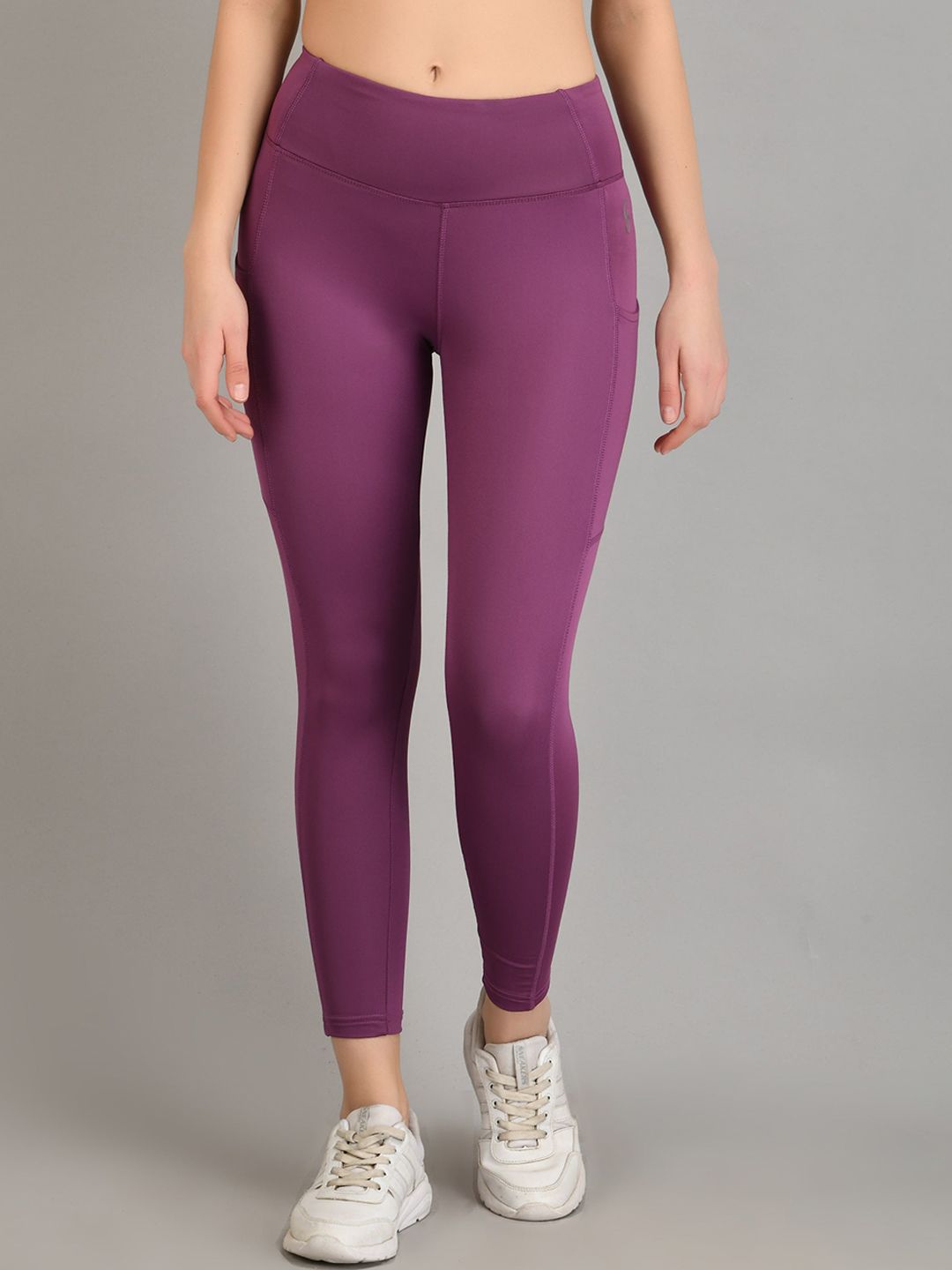 FITLETHICS Women Purple Solid Tights Price in India