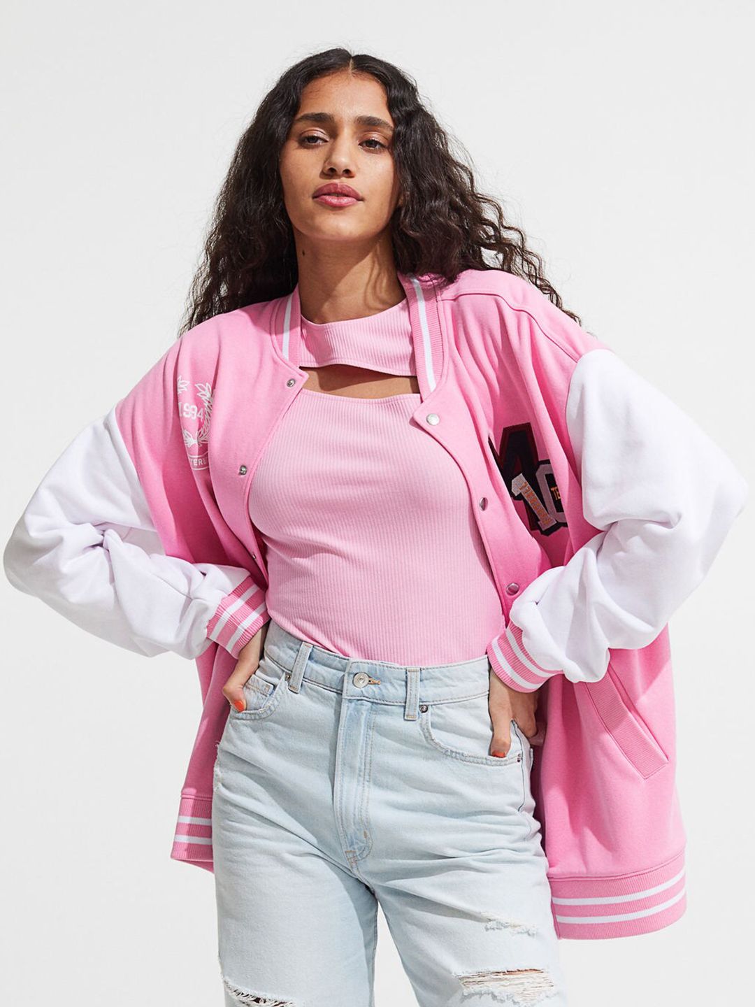H&M Women Pink Ribbed Cut-Out Top
