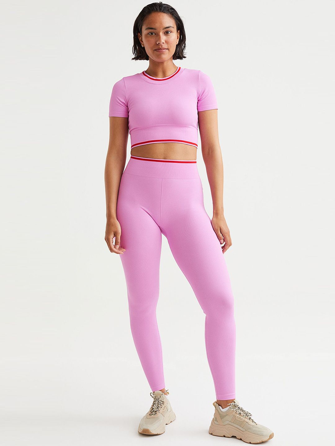 H&M Women Pink Seamless Sports Tights Price in India