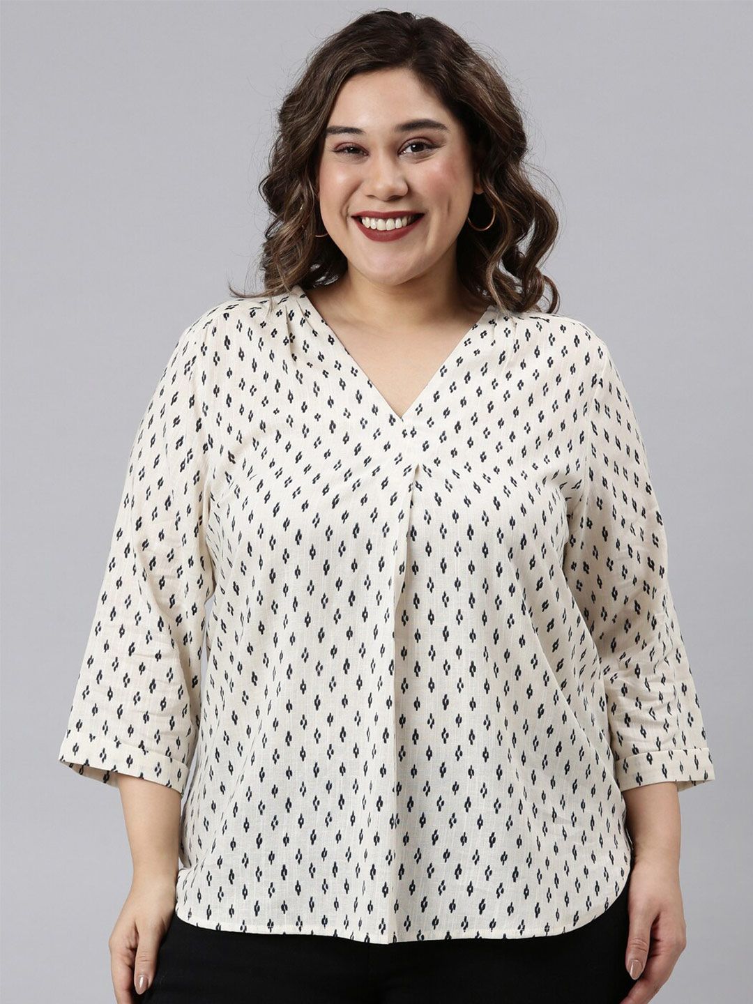 The Pink Moon Off White Print Top