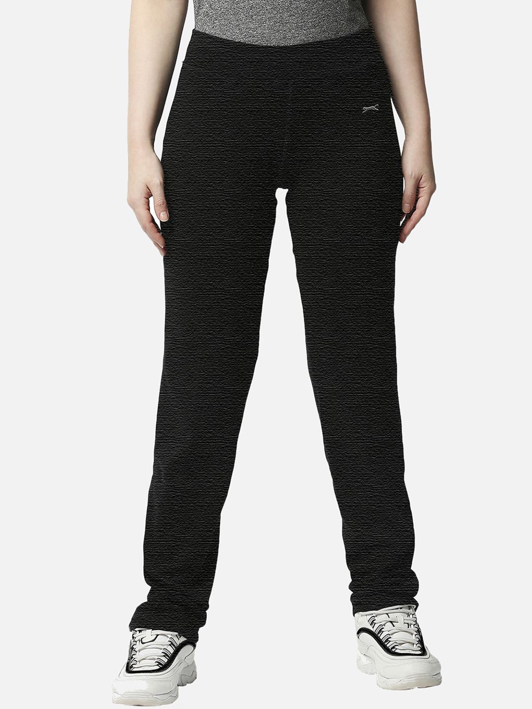 Black Panther Women Black Solid Cotton Track Pants Price in India