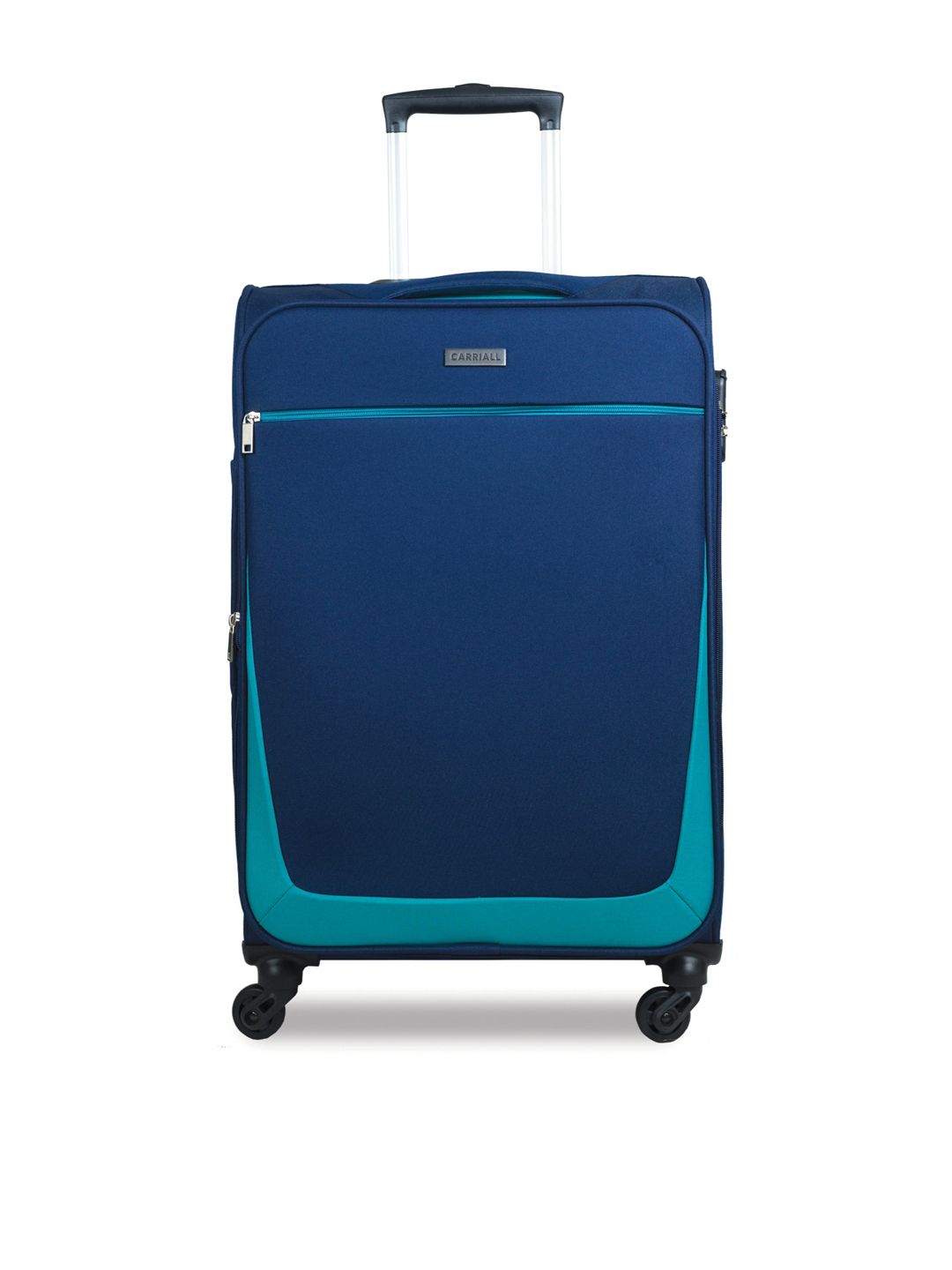 CARRIALL Adults Navy Blue & Green Solid Soft Sided Trolley Bag Price in India
