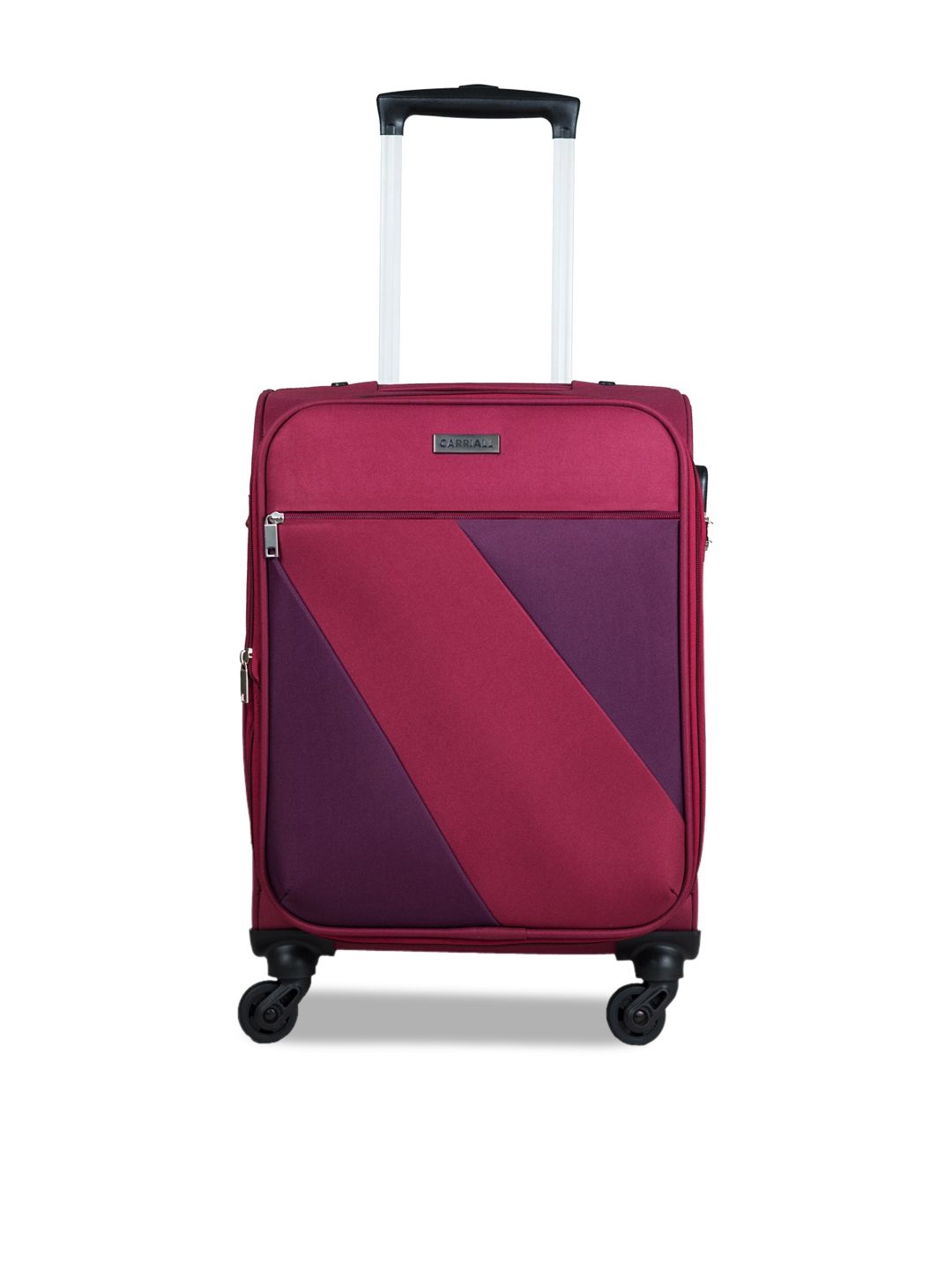 CARRIALL Red & Purple Solid Soft-Sided Cabin Trolley Suitcase Price in India