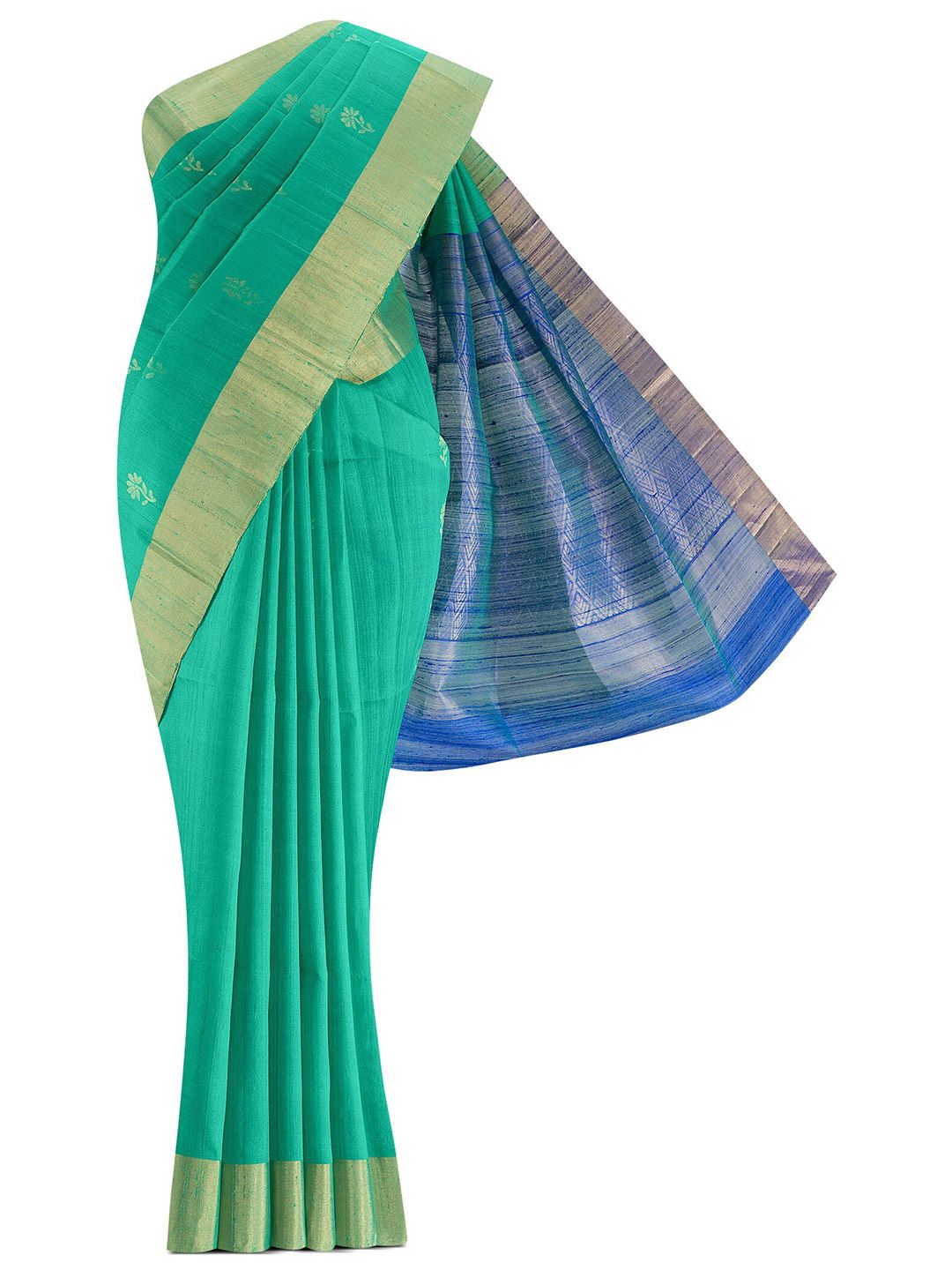 Nalli Next Green & Blue Zari Silk Blend Saree Price in India