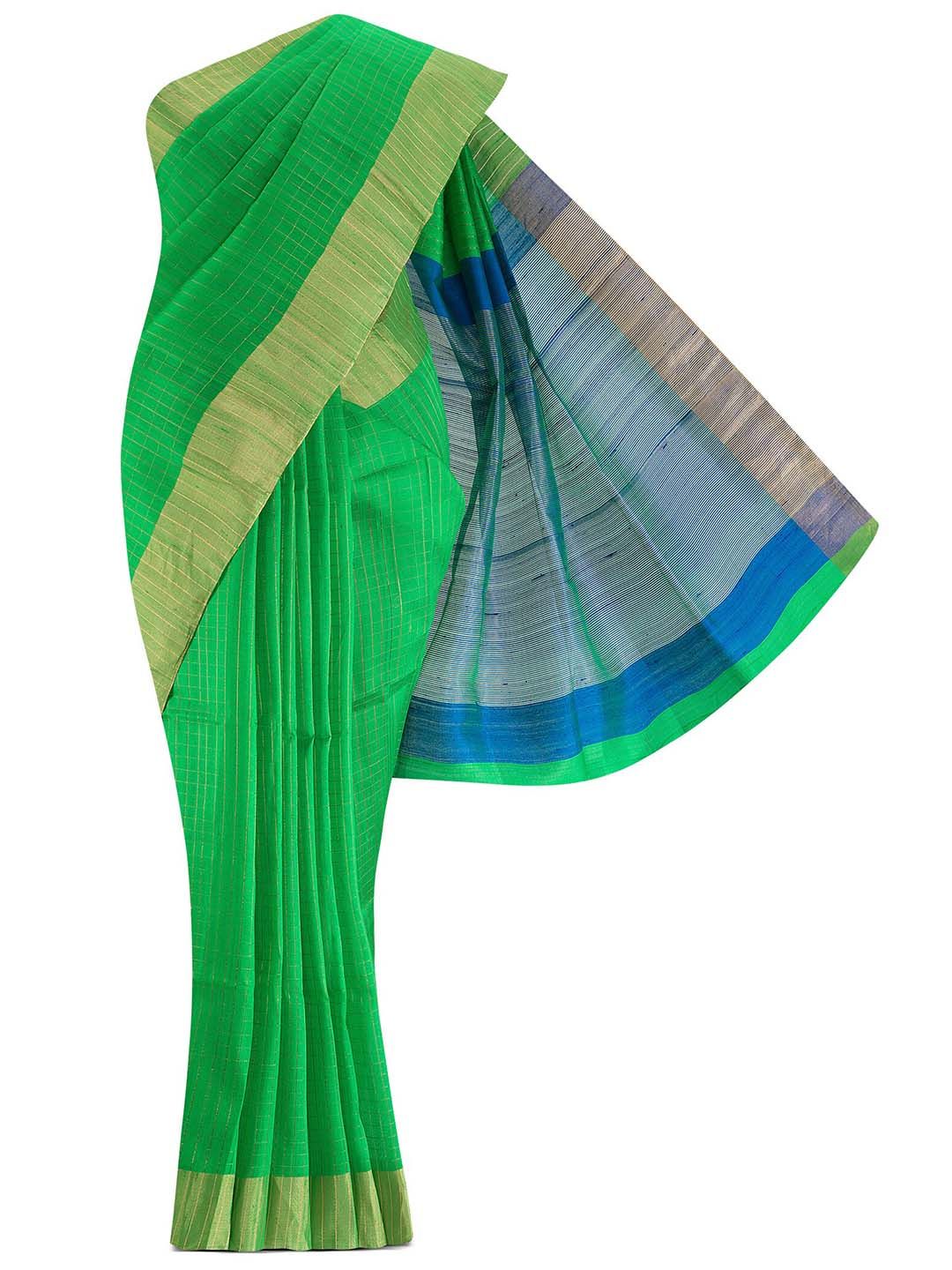 Nalli Next Green & Blue Zari Silk Blend Saree Price in India