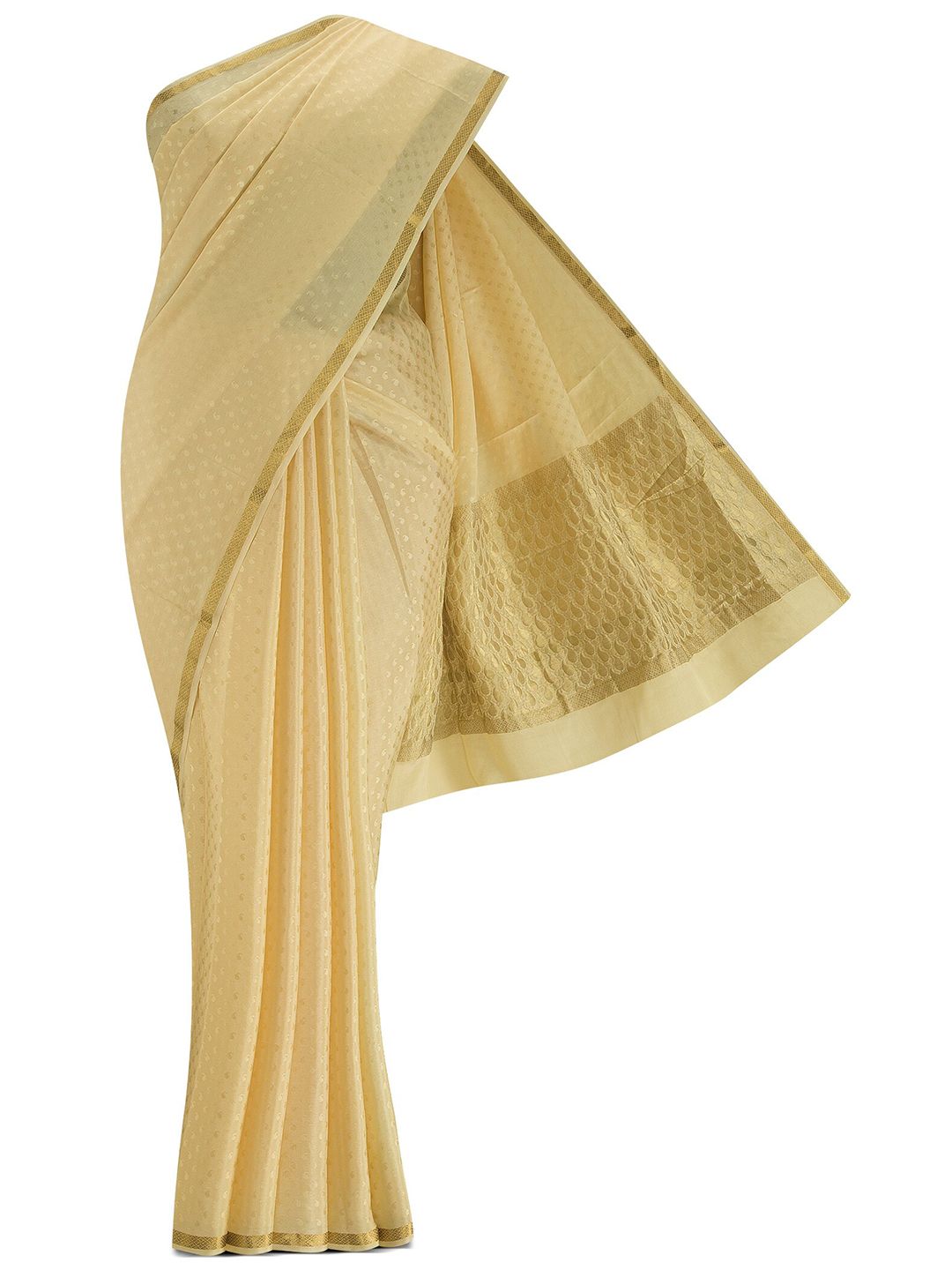 Nalli Next Cream-Coloured & Red Ethnic Motifs Woven Design Zari Pure Cotton Saree Price in India