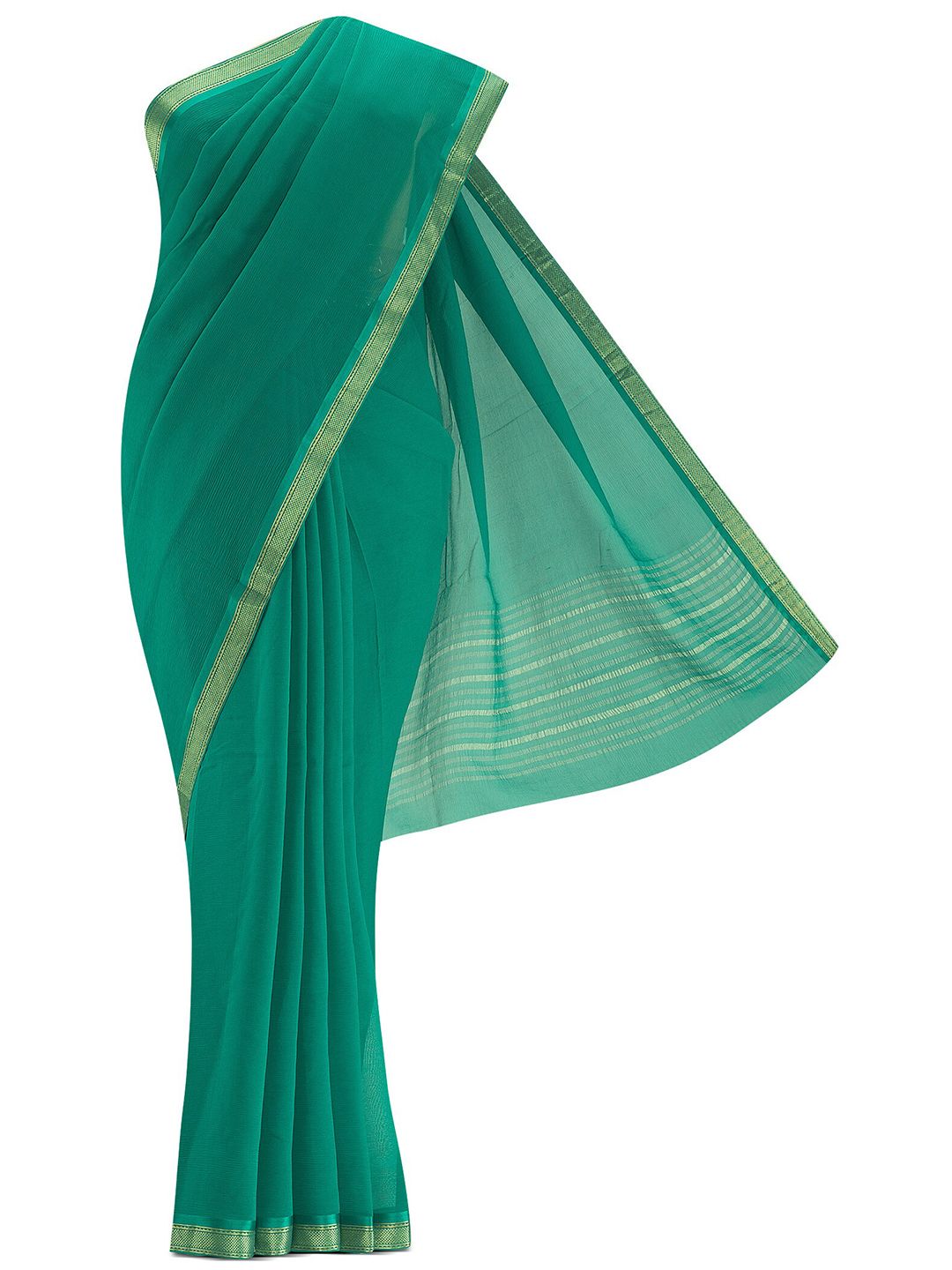 Nalli Next Teal & Gold-Toned Zari Saree Price in India