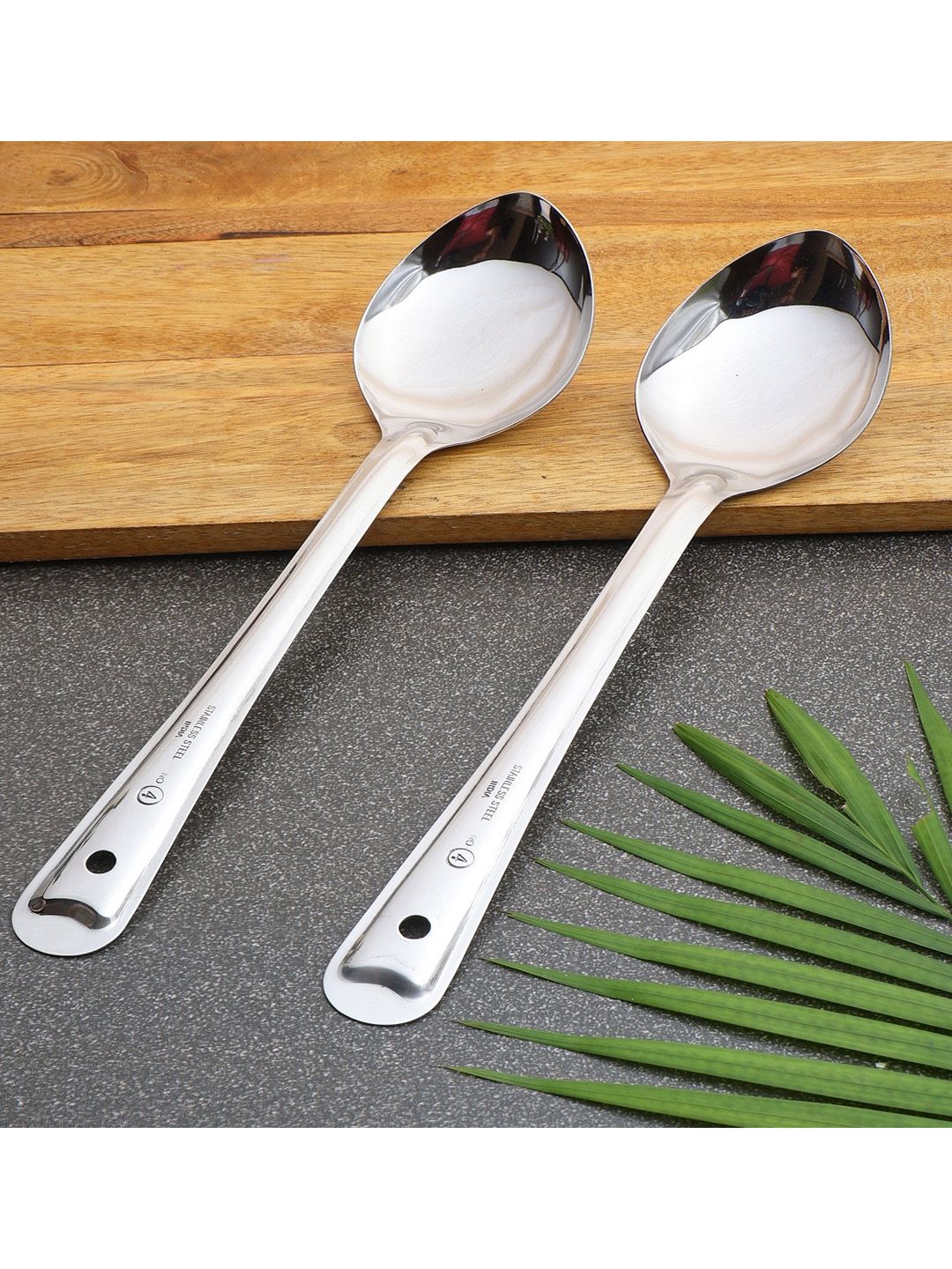 ZEVORA Set of 2 Silver-Toned Stainless Steel Serving Spoon Price in India
