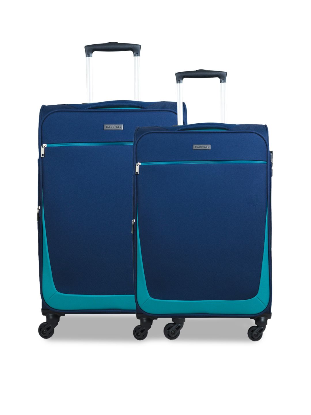 CARRIALL Set Of 2 Navy Blue Solid Trolley Suitcases Price in India