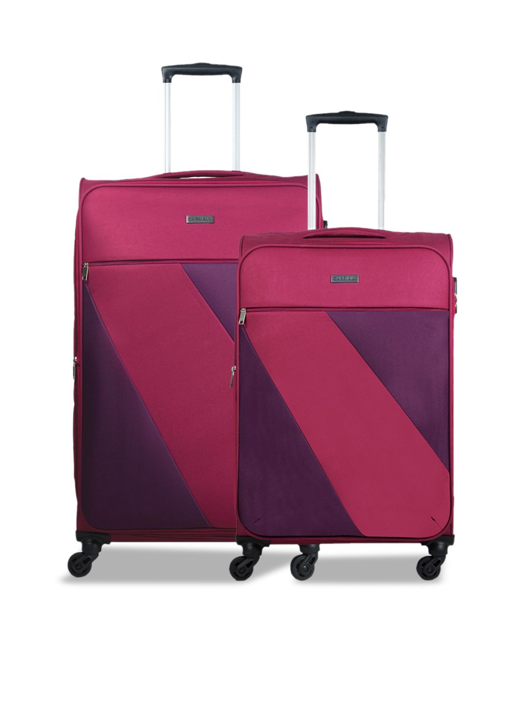 CARRIALL Pack Of 2 Red Solid Soft-Sided Trolley Bag Price in India