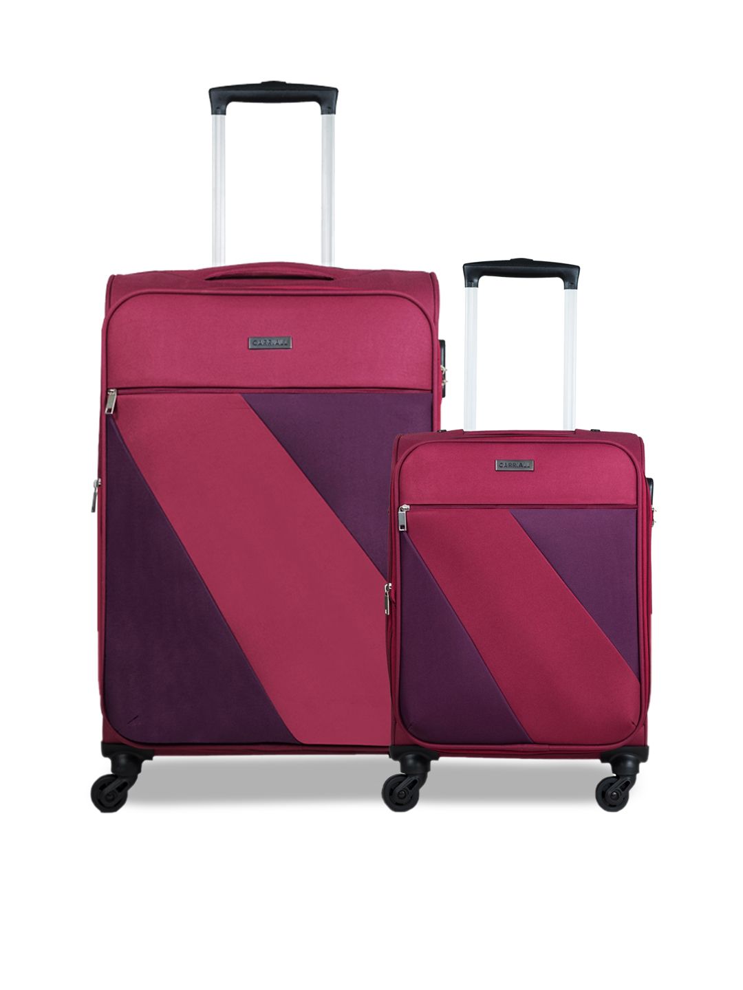 CARRIALL Set Of 2 Red Solid Padded Large Trolley Suitcase Price in India
