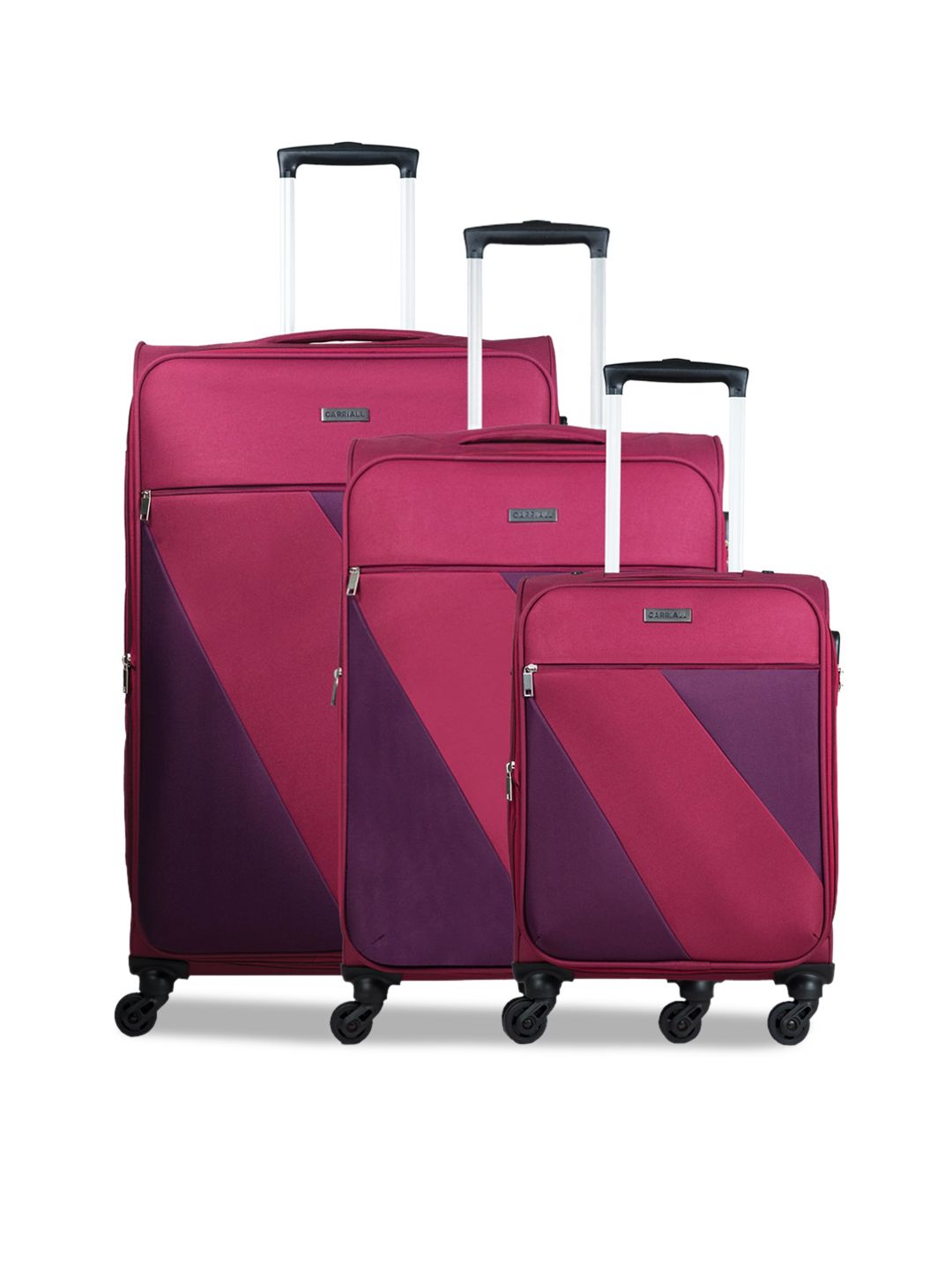 CARRIALL Pack Of 3 Red Soft-Sided Trolley Bags Price in India