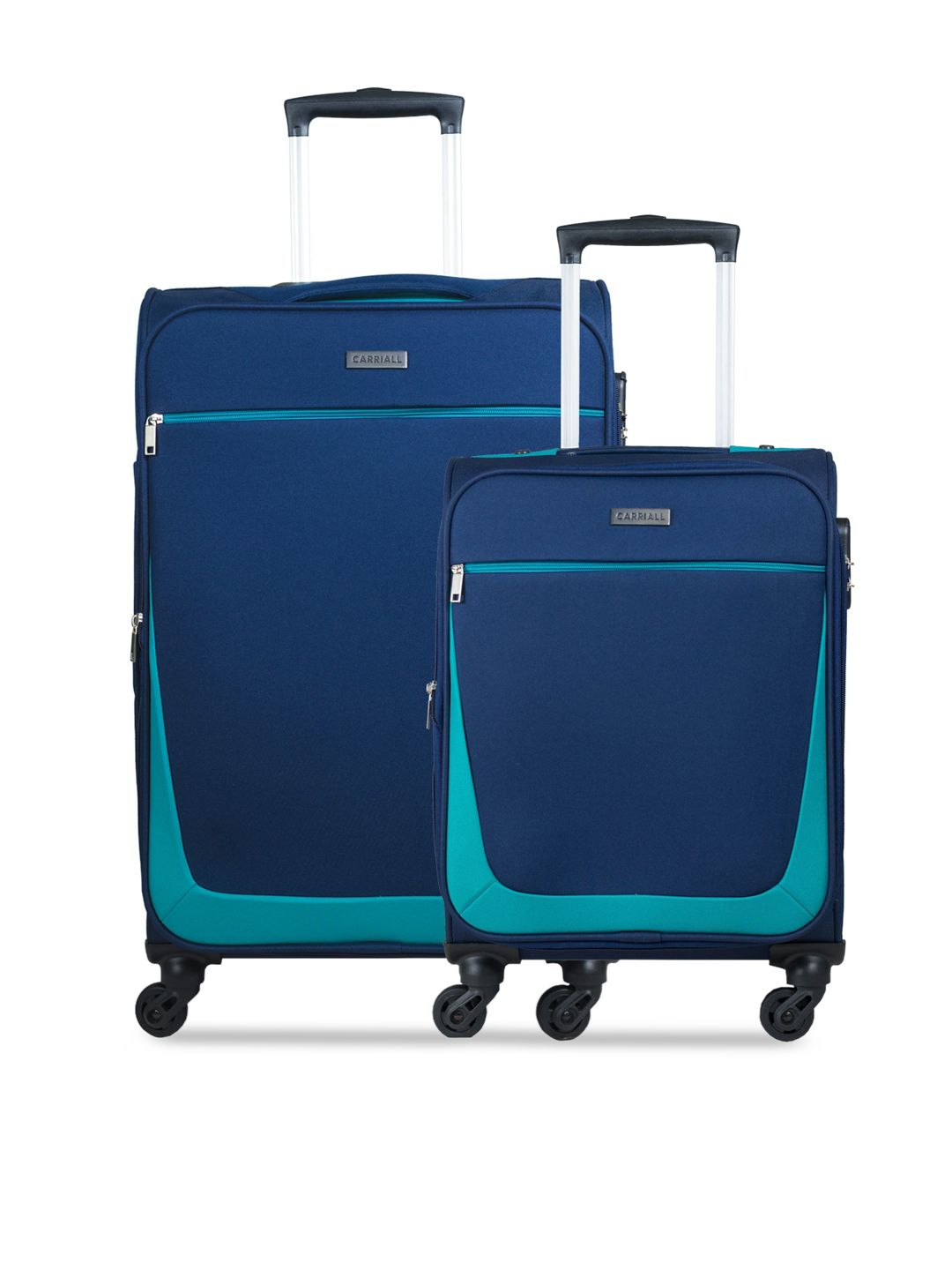 CARRIALL Set Of 2 Navy Blue Solid Padded Large Trolley Suitcases Price in India
