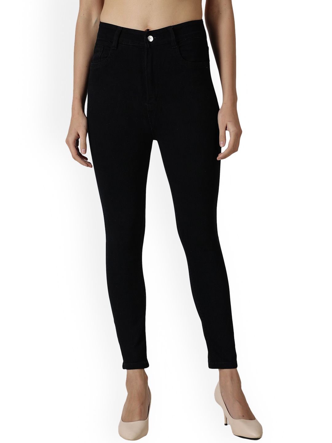 POMPOUS Women Black Slim Fit High-Rise Stretchable Jeans Price in India