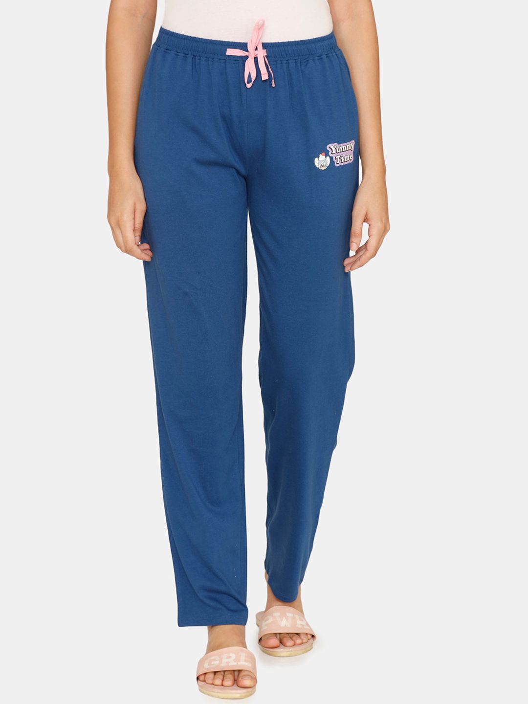 Zivame Women Blue Printed Cotton Lounge Pants Price in India