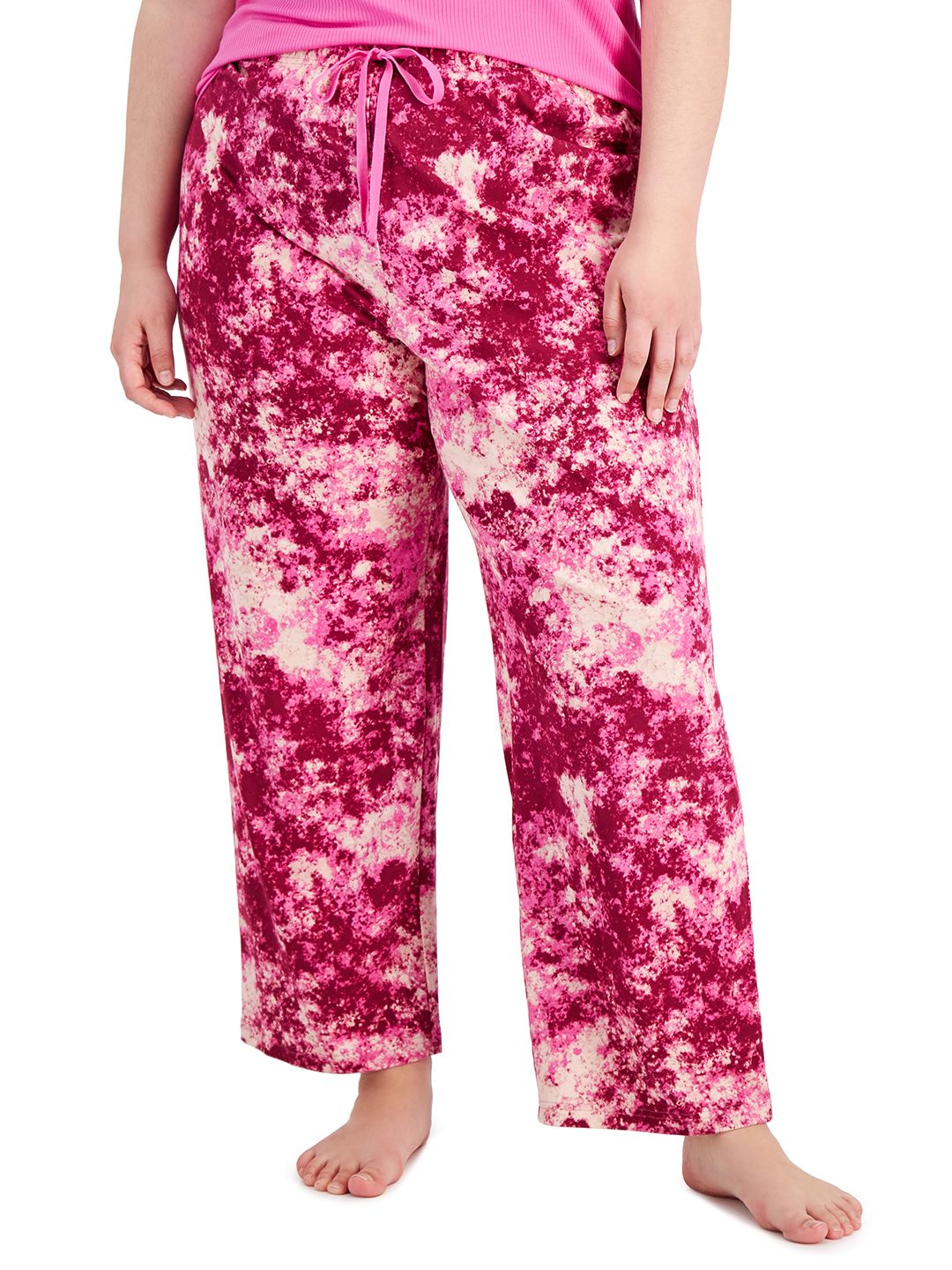 Macy's Jenni Women Plus Size Fuchsia & White Dyed Lounge Pants Price in India