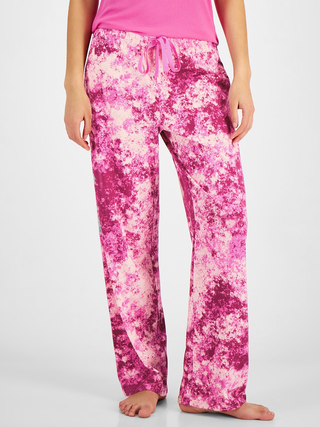 Macy's Jenni Women Fuchsia Pink & White Dyed Lounge Pants Price in India