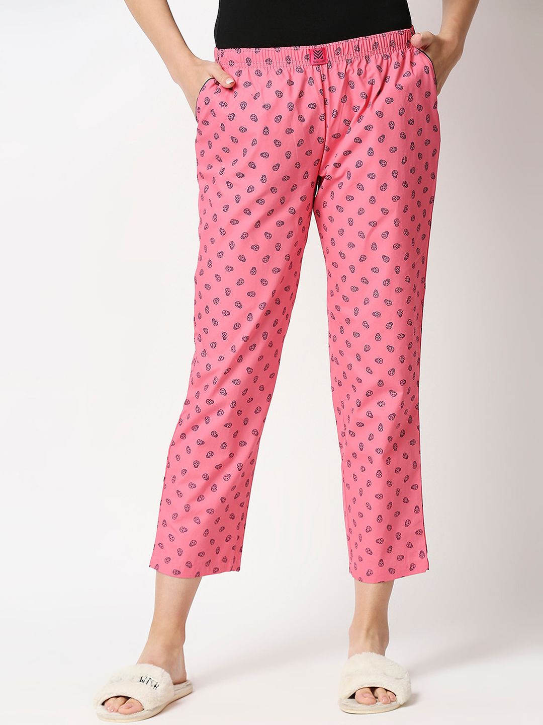 Manaca Women Pink Cotton Printed Lounge Pants Price in India