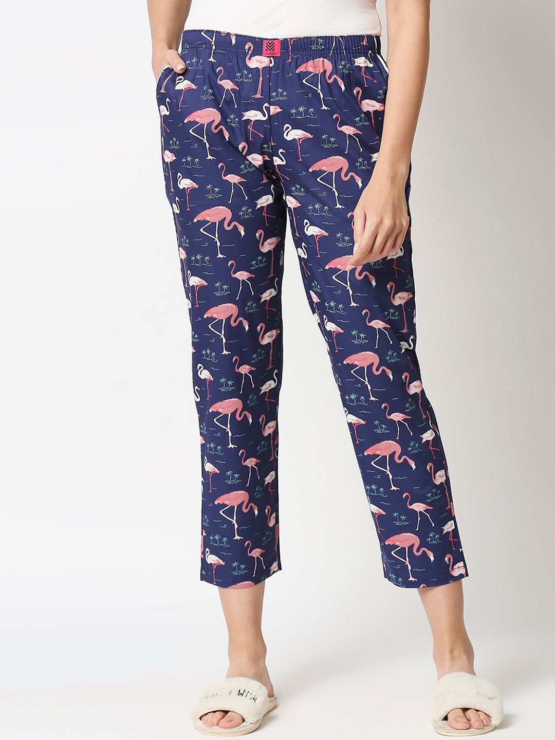 Manaca Women Blue Printed Cotton Capri Lounge Pants Price in India