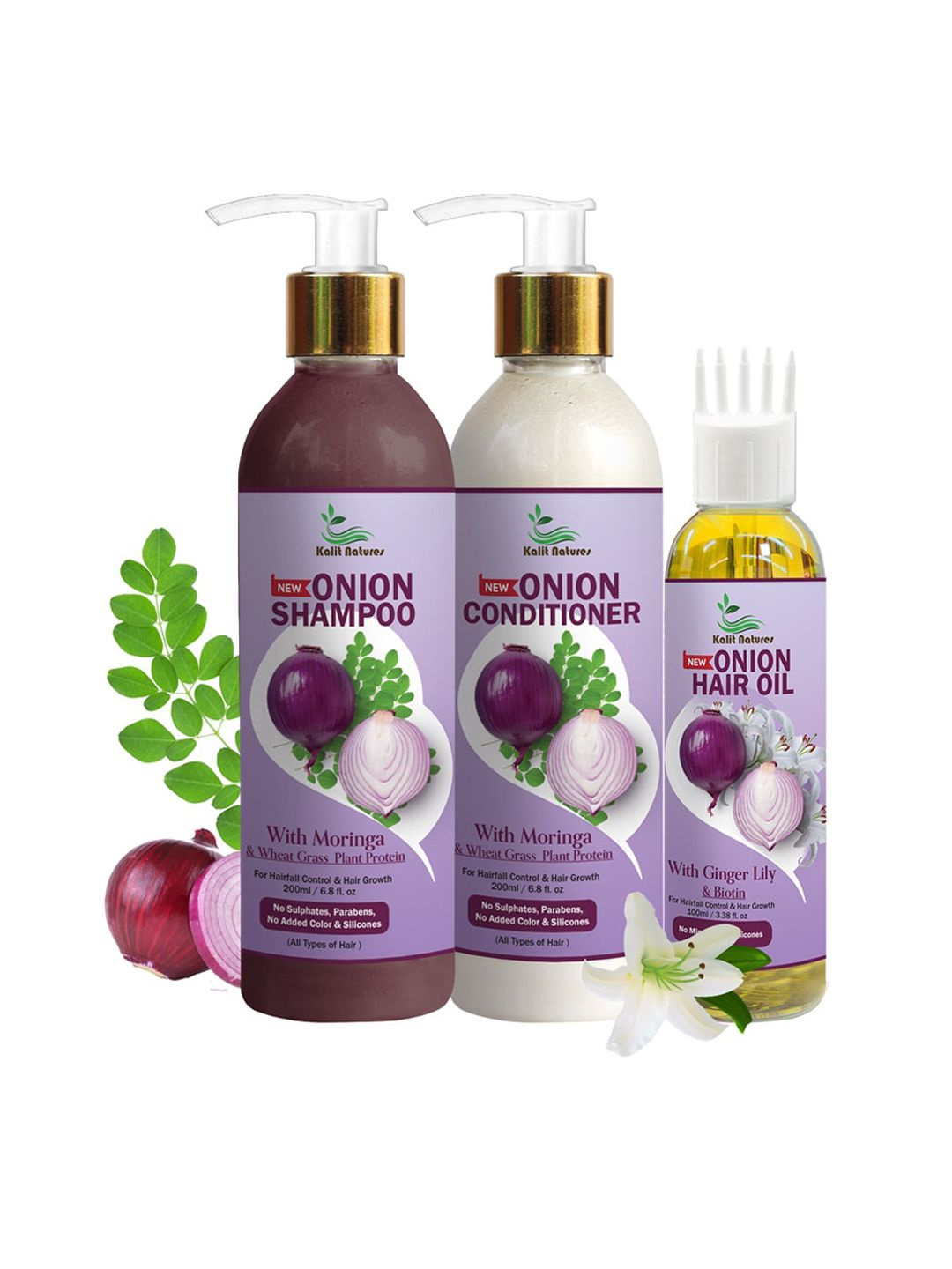Kalit Natures Set of Onion Shampoo 200 ml + Conditioner 200 ml + Oil 100 ml