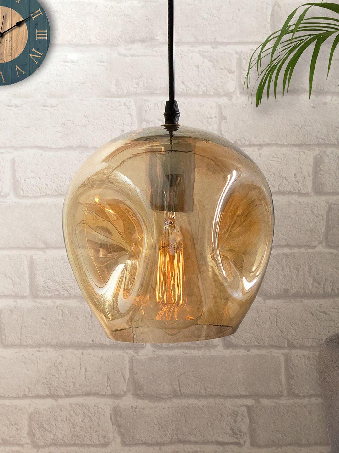 Homesake Adults Beige Pendant Light Blown Glass Modern Ceiling Lamp Price in India