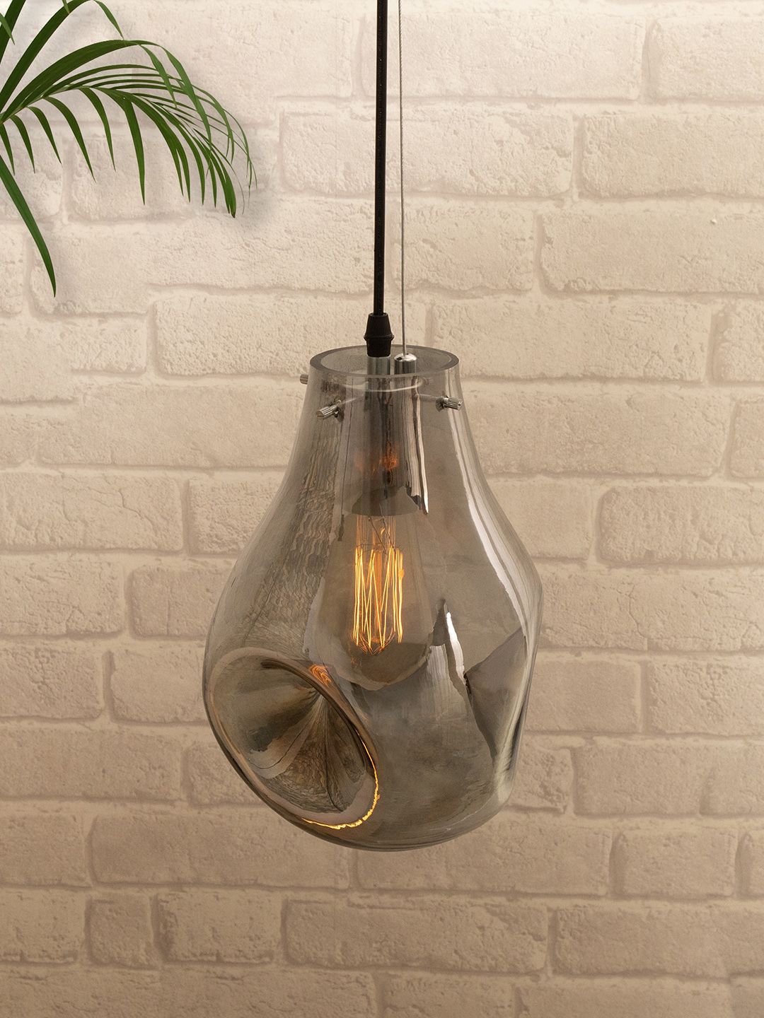 Homesake Grey Solid Smoked Pear Glass Bedside Ceiling Lamps Price in India