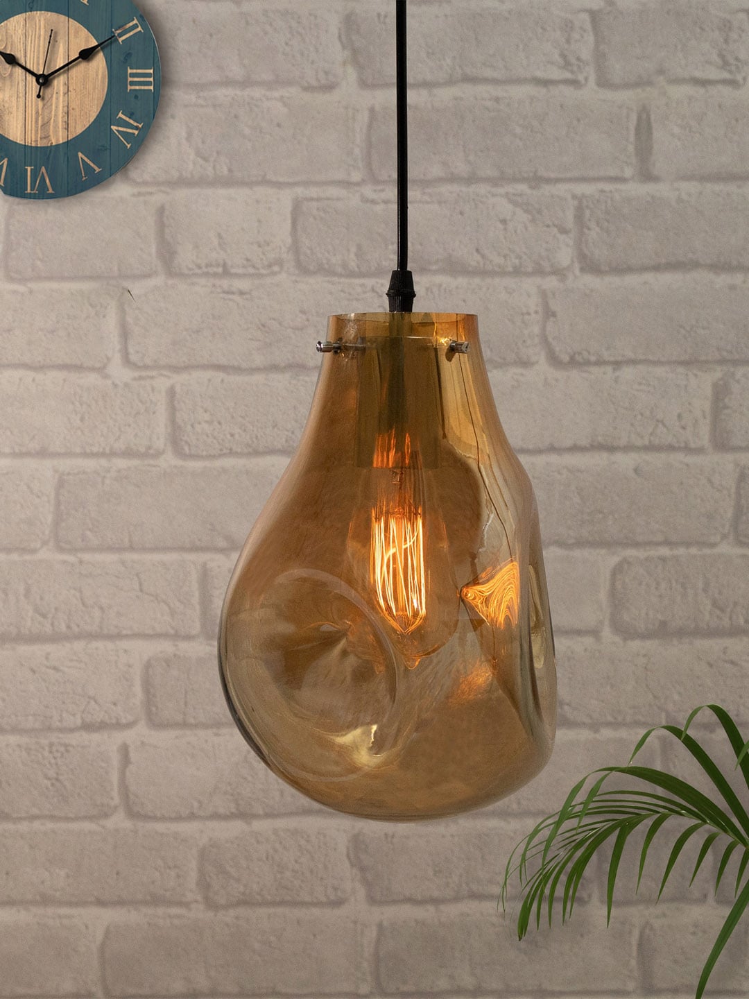Homesake Gold-Toned Glass Bedside Hanging Ceiling Lamp Price in India