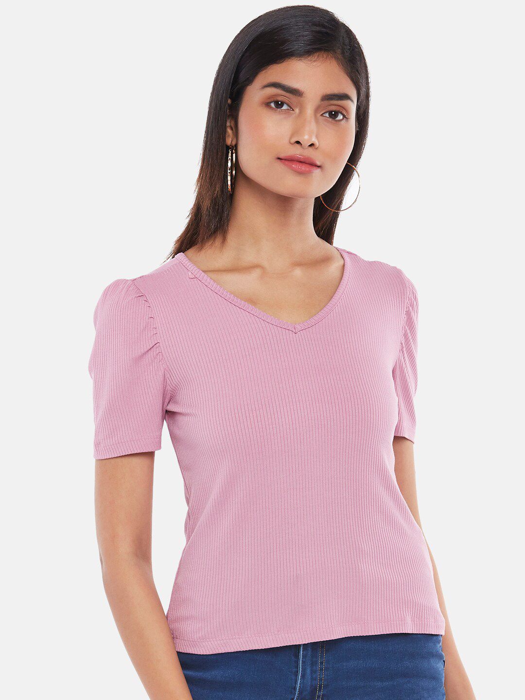 Honey by Pantaloons Pink Striped Top Price in India