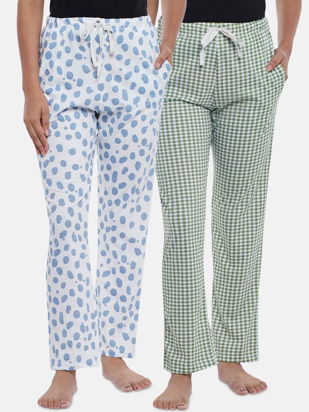 Dreamz by Pantaloons Women Pack of 2 Printed Pure Cotton Lounge Pants Price in India