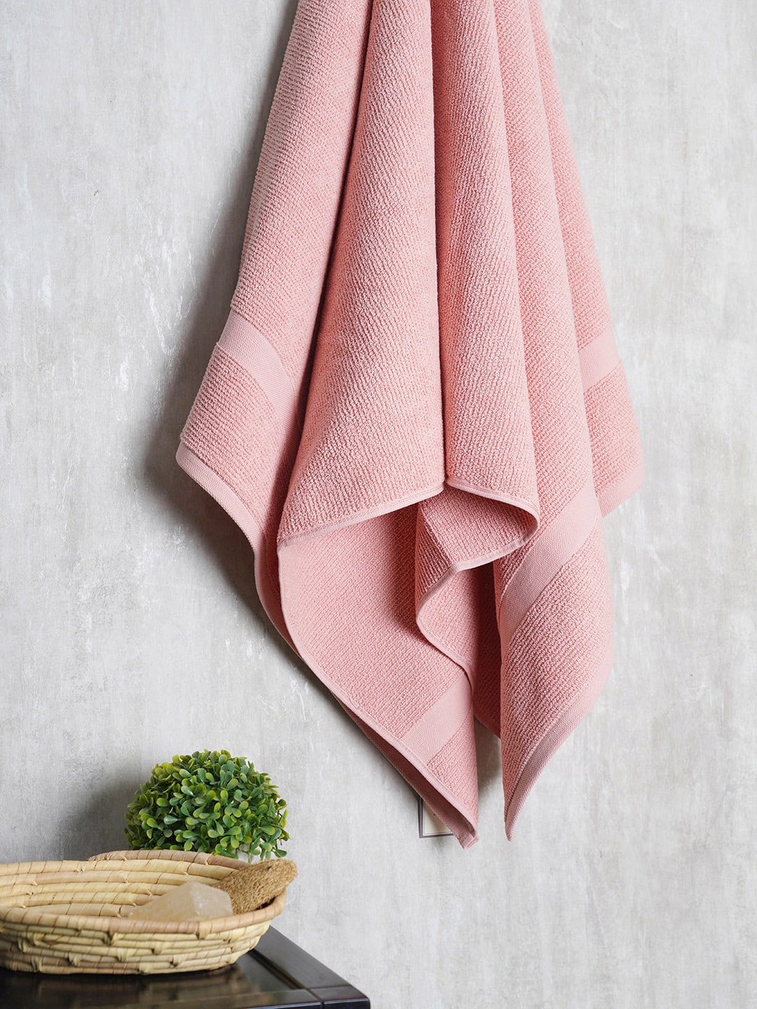 Pure Home and Living Unisex Pink Towel Price in India