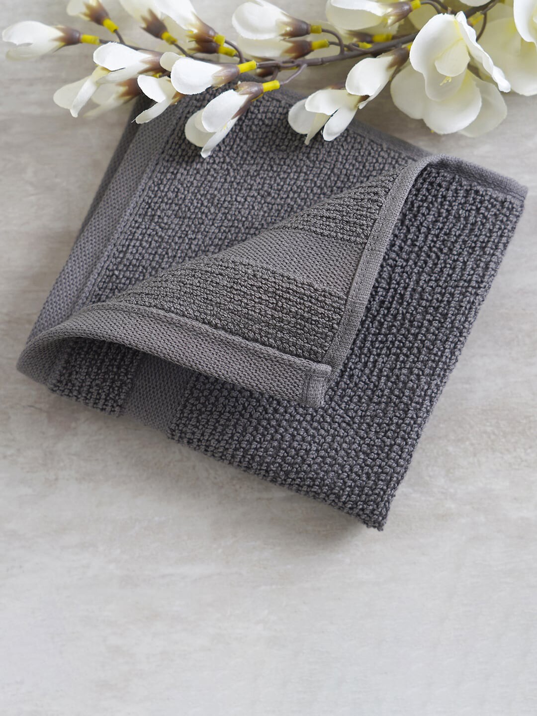 Pure Home and Living Unisex Grey Towel Set Price in India