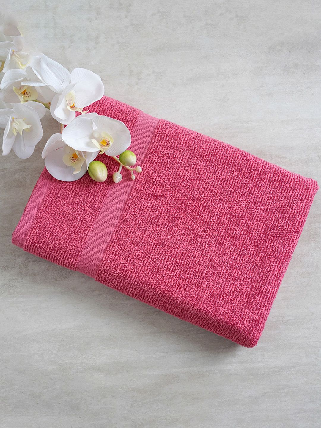 Pure Home and Living Adults Pink 600 GSM Cotton Bath Towel Price in India