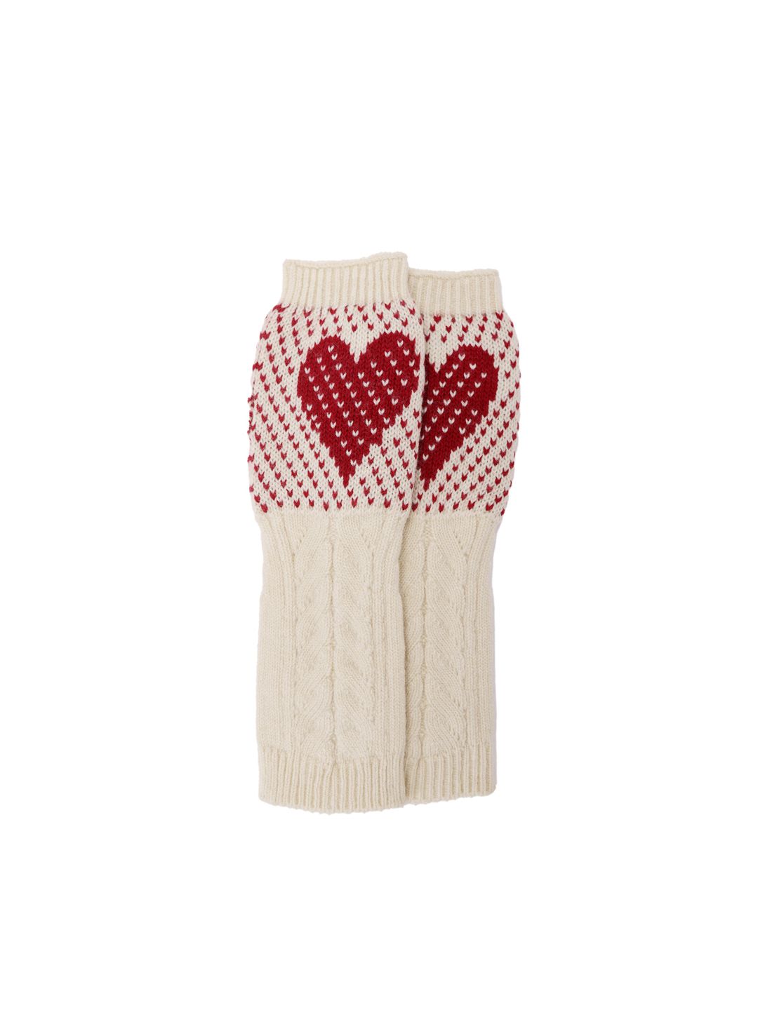 Bharatasya Women Cream & Red Printed Fine knitted Long Mittens  Hand Gloves Price in India