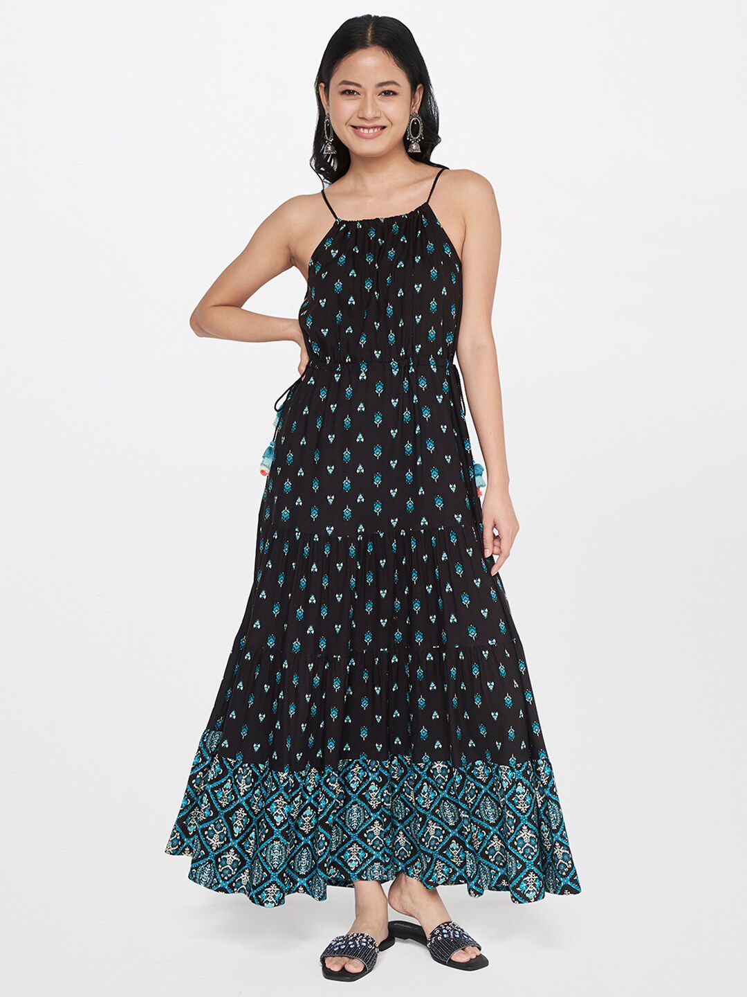 Global Desi Black Maxi Dress Price in India