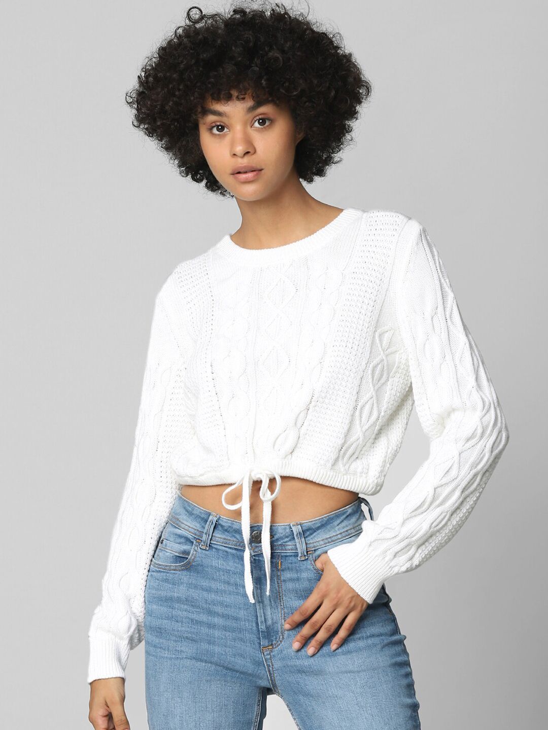 ONLY Women White Crop Pullover Price in India
