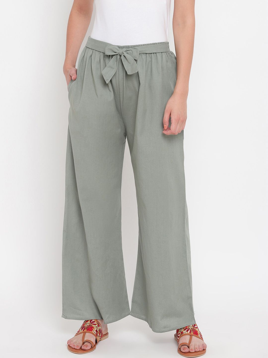 Aawari Women Green High-Rise Pleated Trousers Price in India