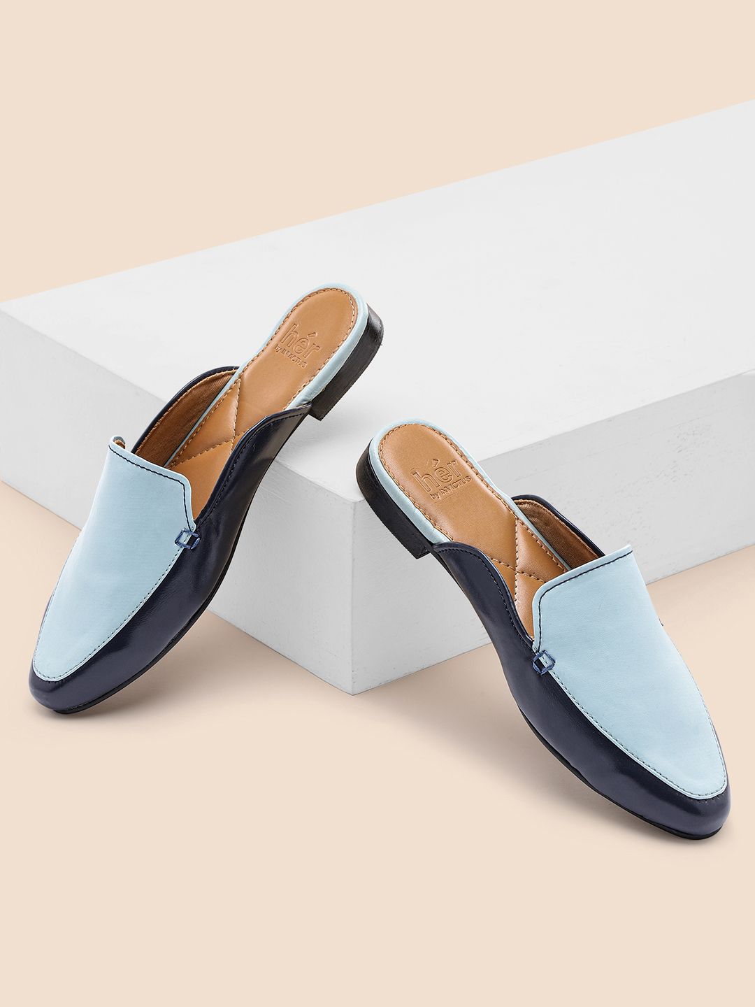 her by invictus Women Colourblocked Mules Price in India