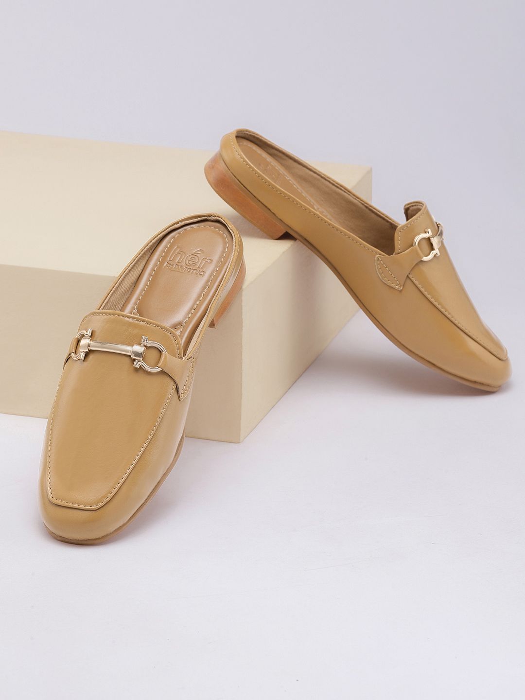 her by invictus Women Mules with Metal Detail Price in India