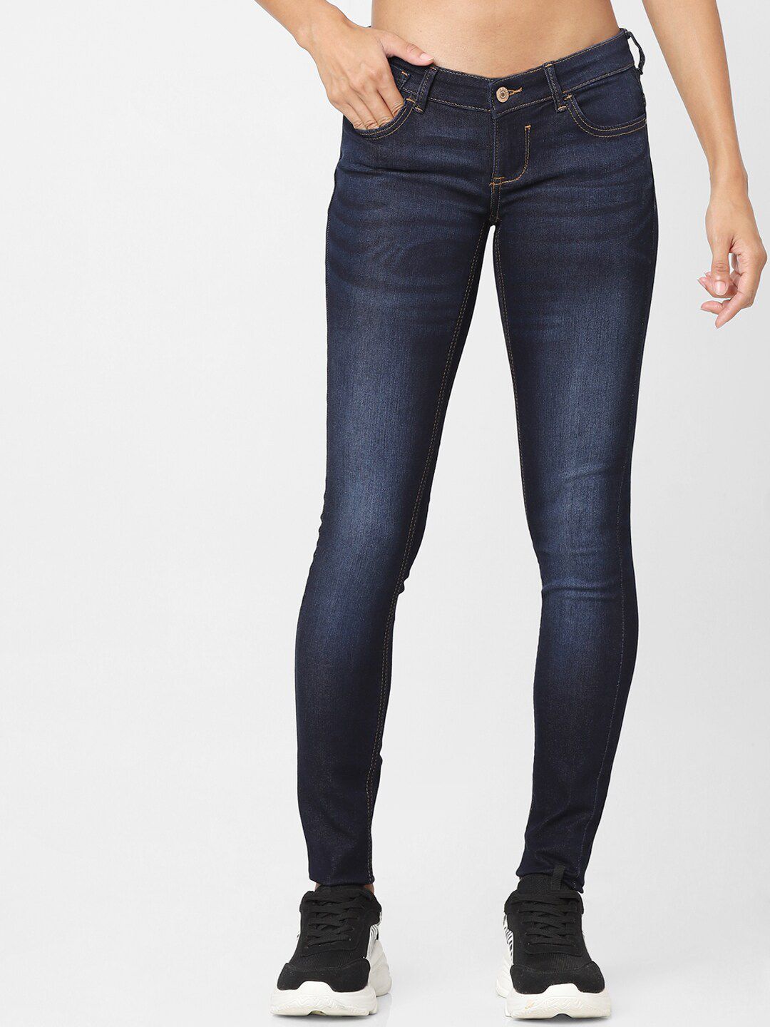 ONLY Women Blue Skinny Fit Low-Rise Light Fade Jeans Price in India