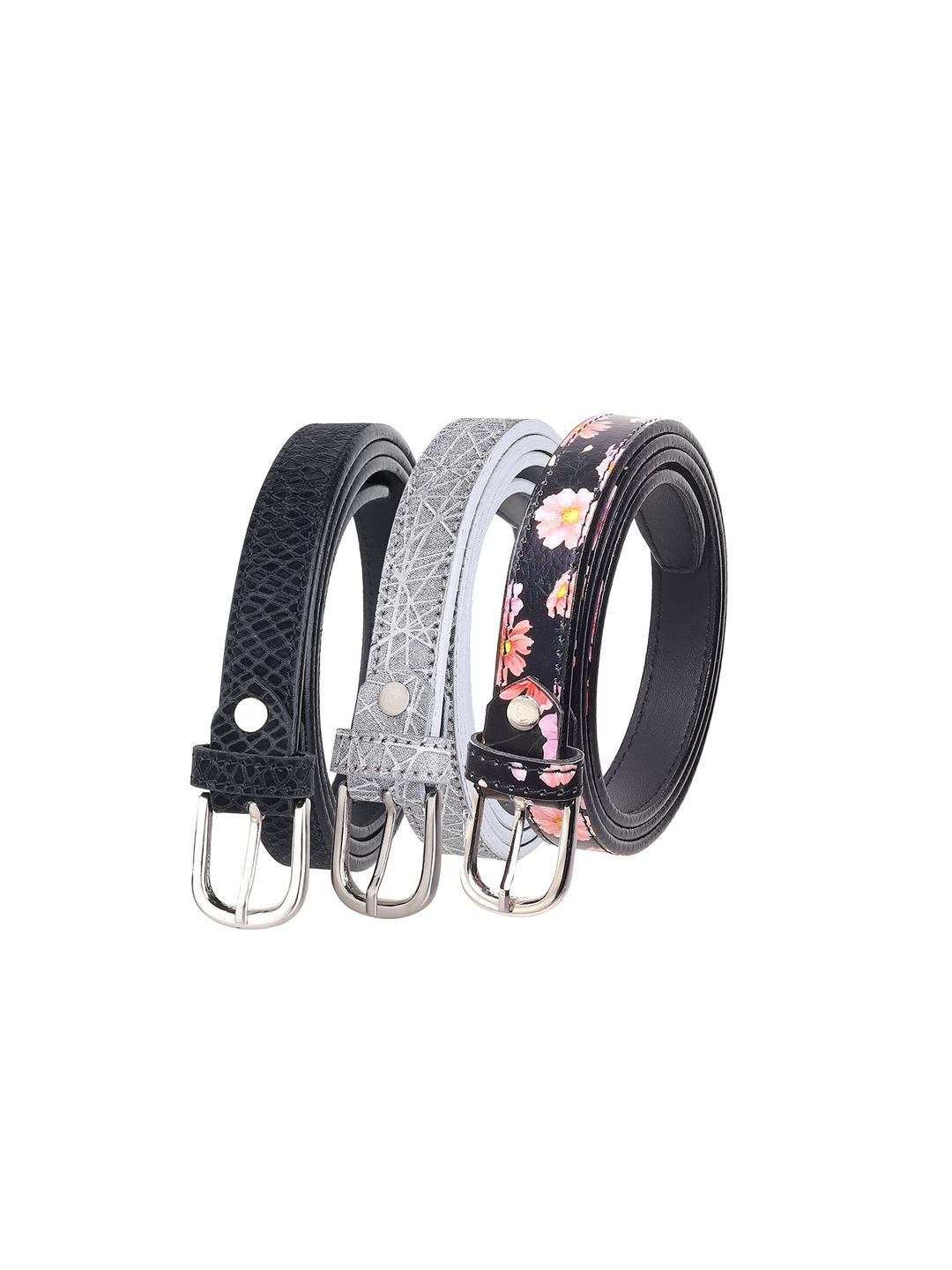 URBAN ALFAMI Women Black Printed 3 PU Belt Price in India