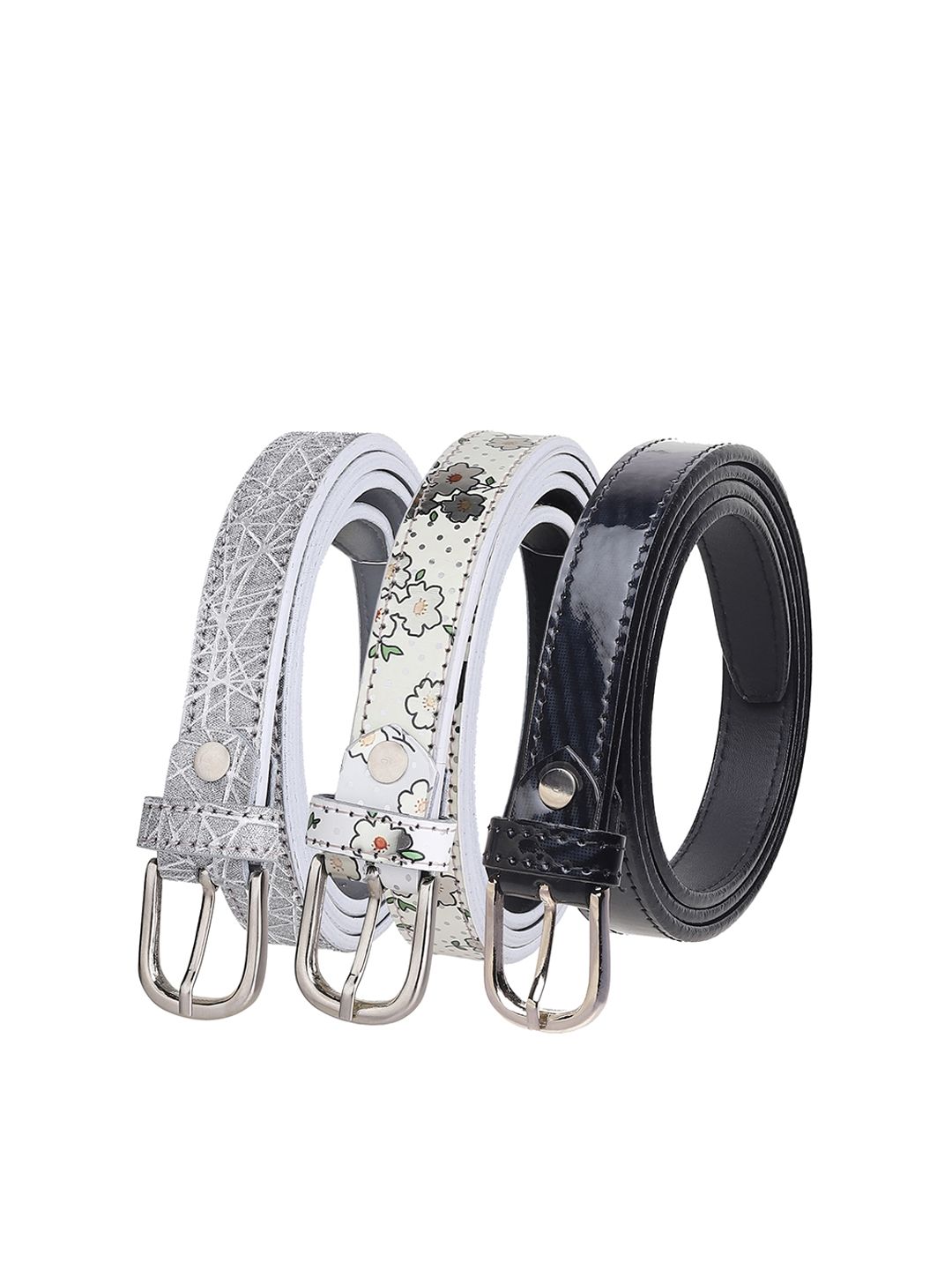 URBAN ALFAMI Women Black Set of 3 PU Belt Price in India