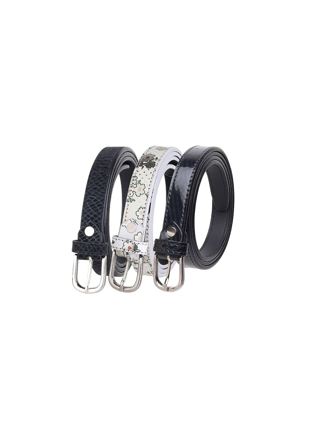 URBAN ALFAMI Women Black set of 3 PU Belt Price in India