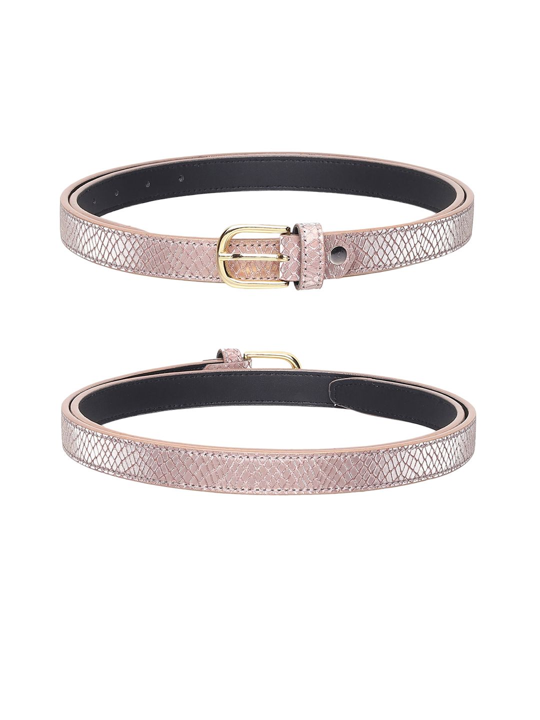 URBAN ALFAMI Women Set of 2 Rose Gold Textured Belt Price in India