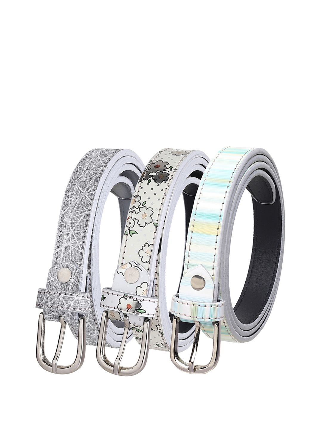 URBAN ALFAMI Women Pack Of 3 Multicoloured Printed PU Belt Price in India