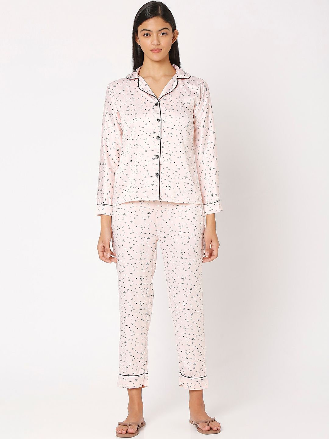 Smarty Pants Women Pink & Grey Printed Night suit Price in India
