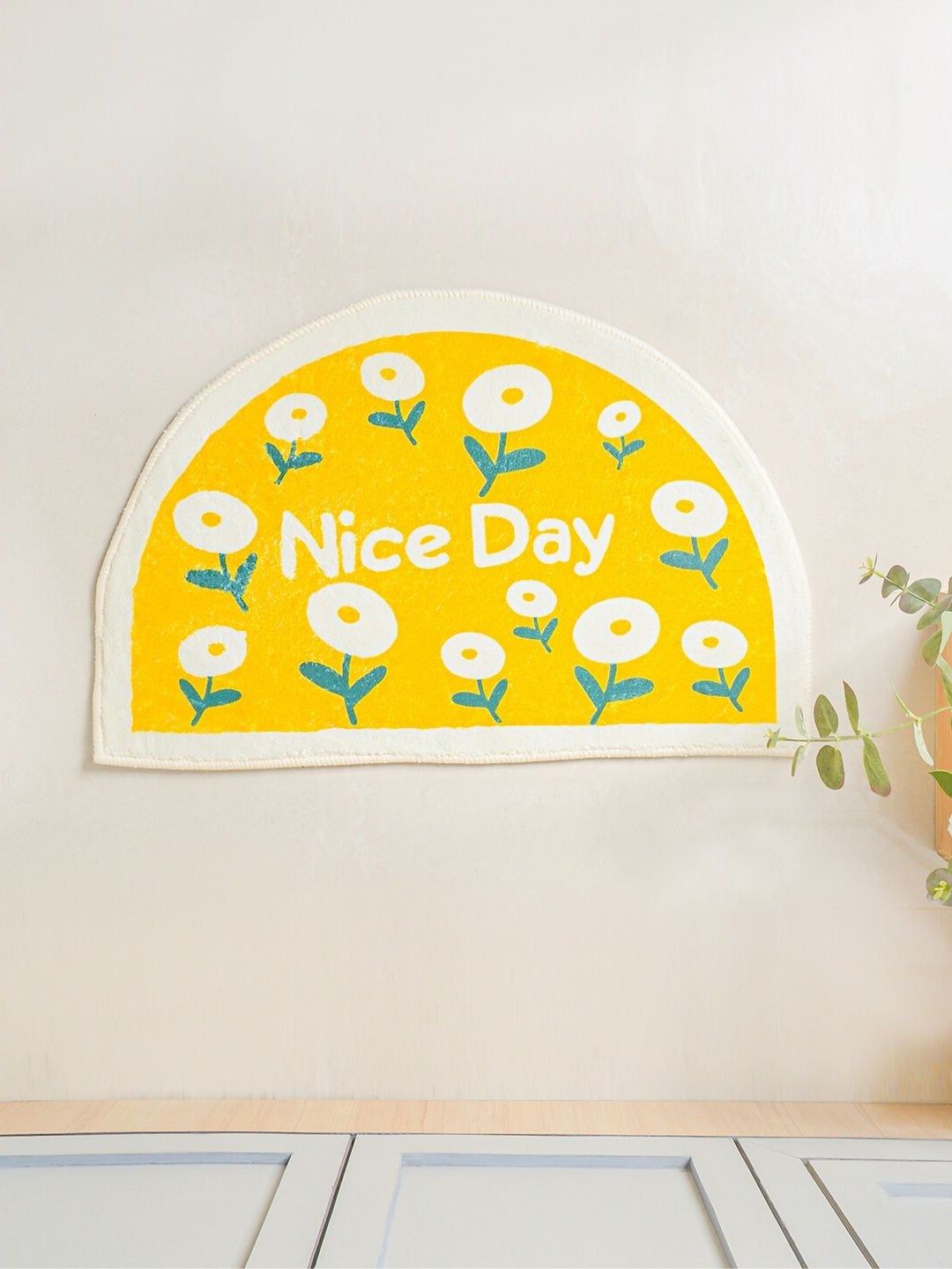 Nestasia Yellow & Off White Floral Doormat Price in India