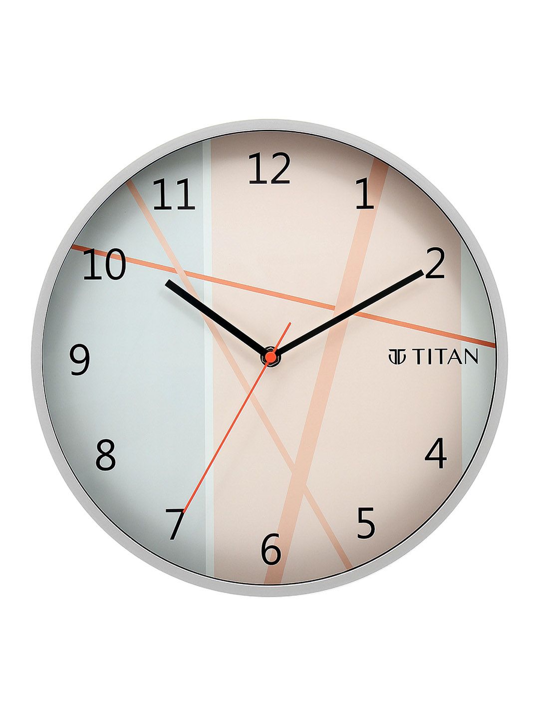Titan Silver-Toned & Peach-Coloured Printed Contemporary Wall Clock Price in India