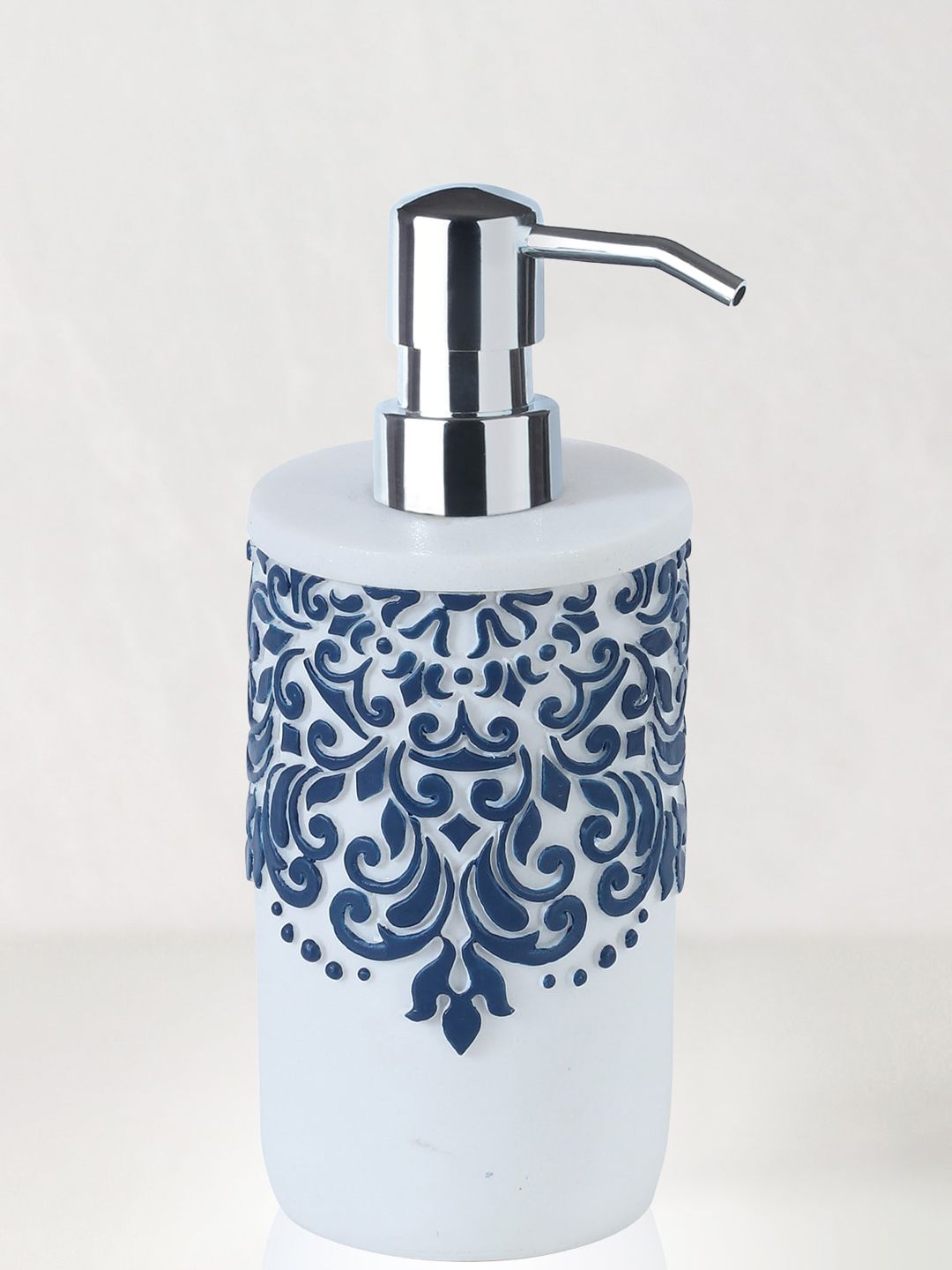 OBSESSIONS White & Blue Polyresin Soap & Lotion Dispenser Price in India